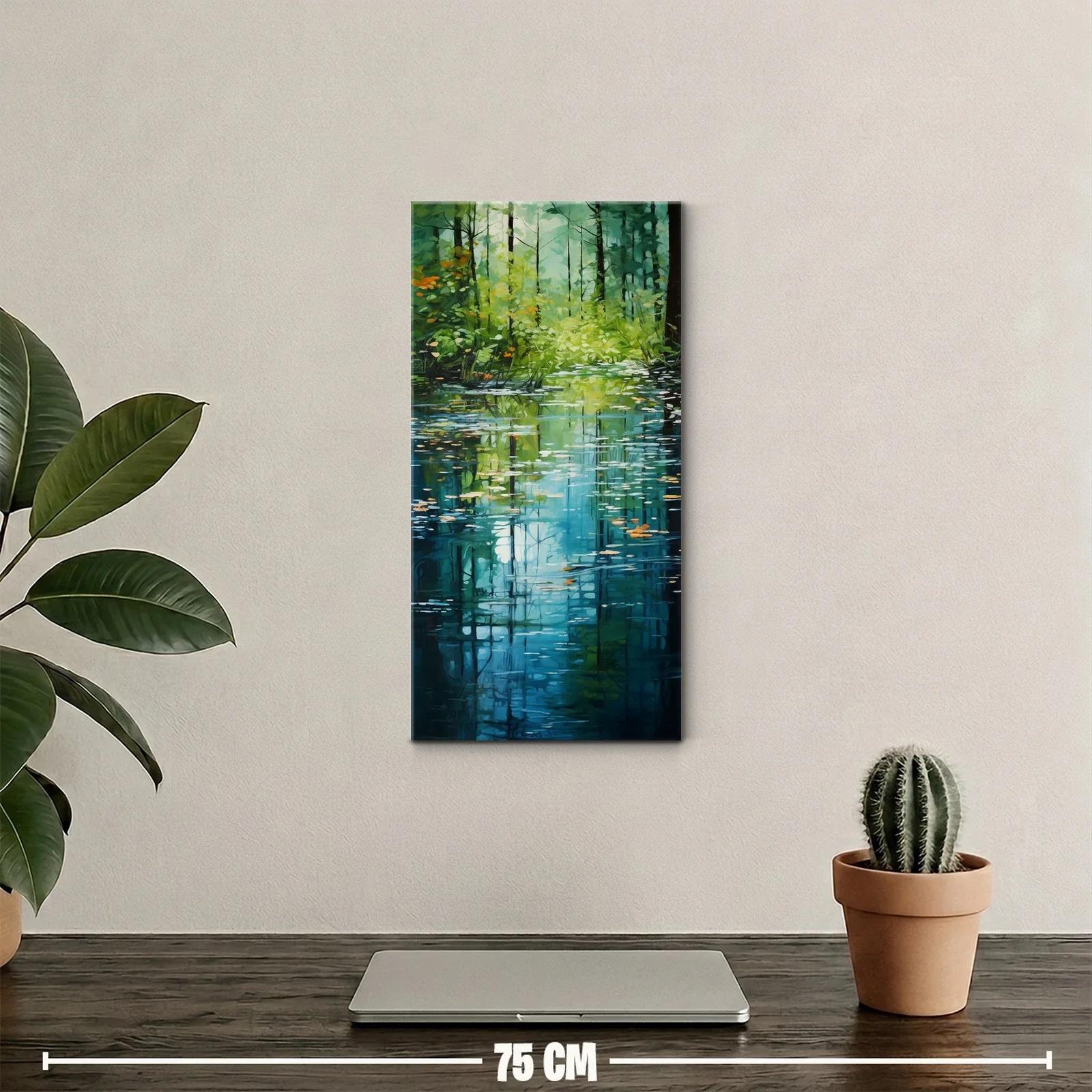 Cuadro estanque en el bosque con reflejos alargados — miniatura 2