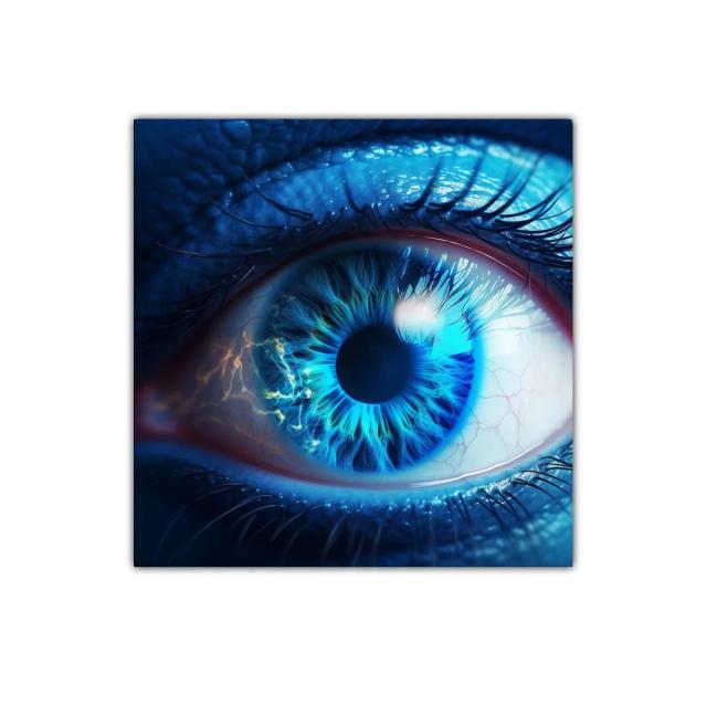 Impactante representación hiperrealista de un ojo azul electrizante