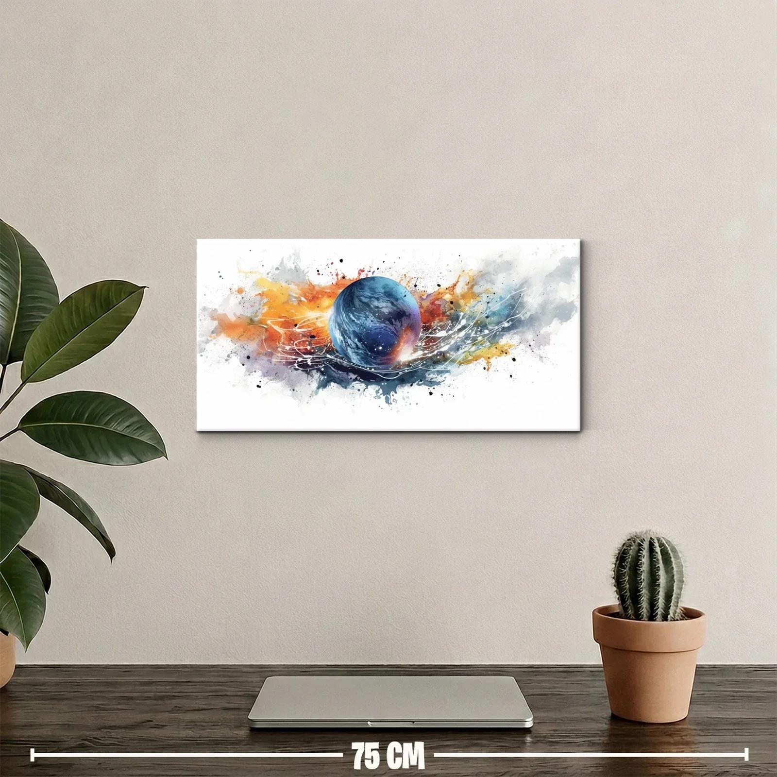Cuadro planeta azul con salpicaduras y expansión de color — miniatura 2