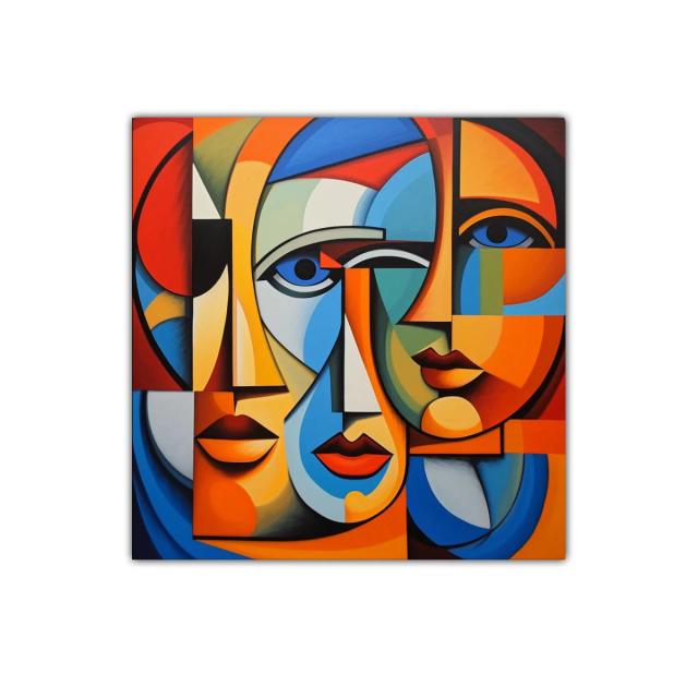 Cuadro decorativo rostros abstractos en colores vibrantes