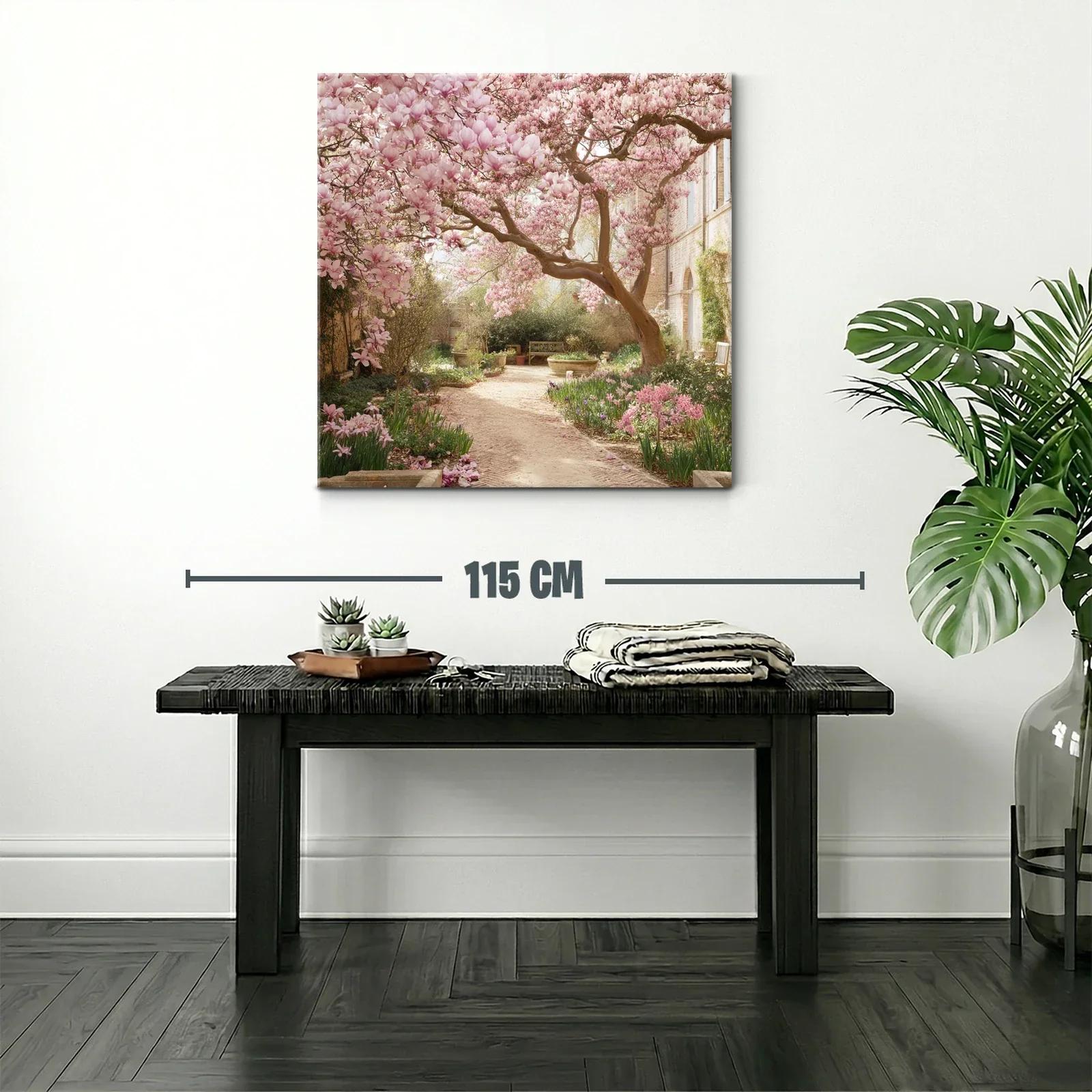 Jardín florecido con árbol de magnolia rosa en primavera — miniatura 2