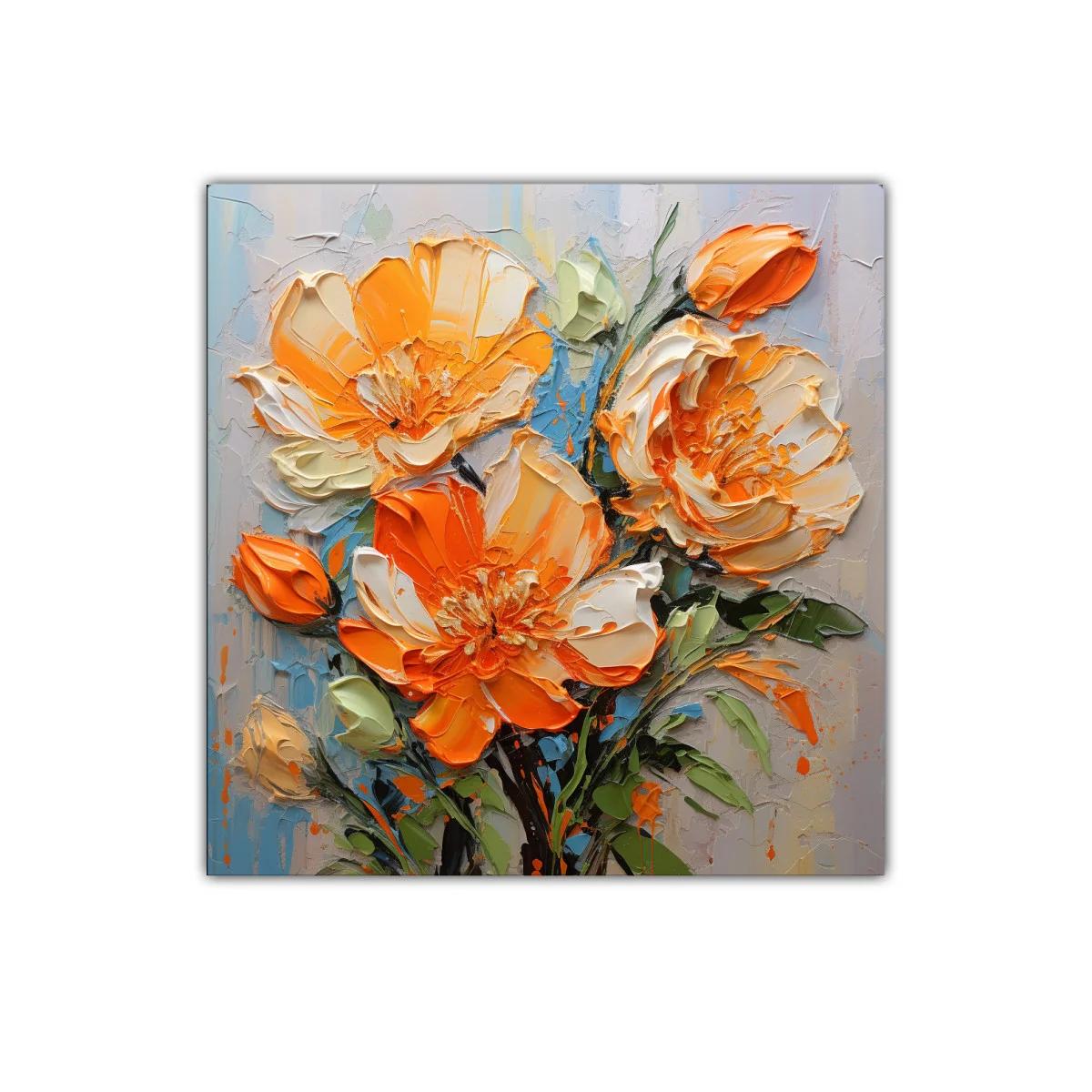 Cuadro decorativo con ramo de flores naranjas vibrantes — imagen principal