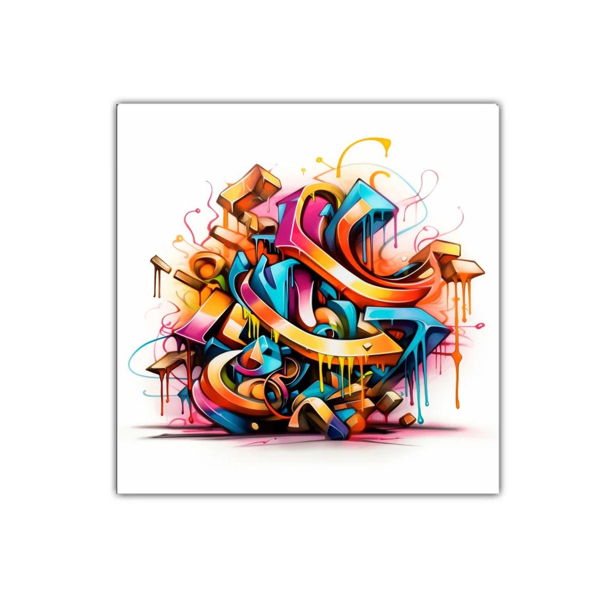 Arte urbano vibrante con formas y colores dinámicos