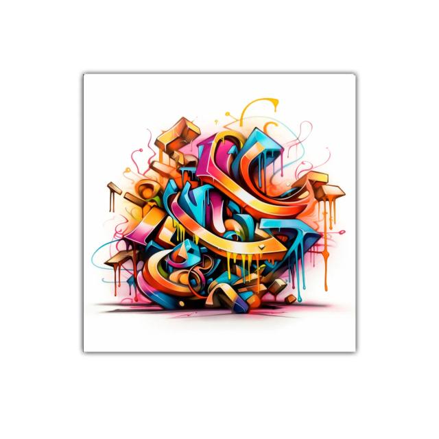Arte urbano vibrante con formas y colores dinámicos
