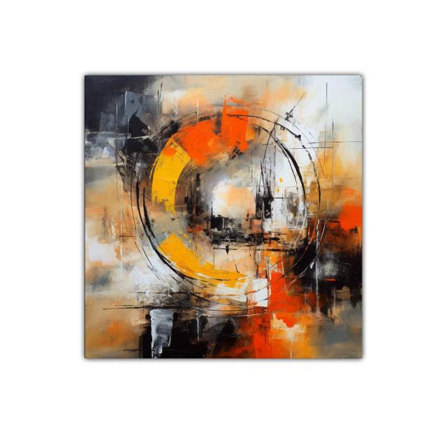 Cuadro decorativo con formas circulares y colores cálidos