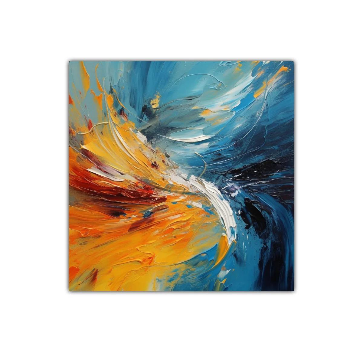 Cuadro abstracto con vibrantes tonos azules y naranjas — miniatura 1