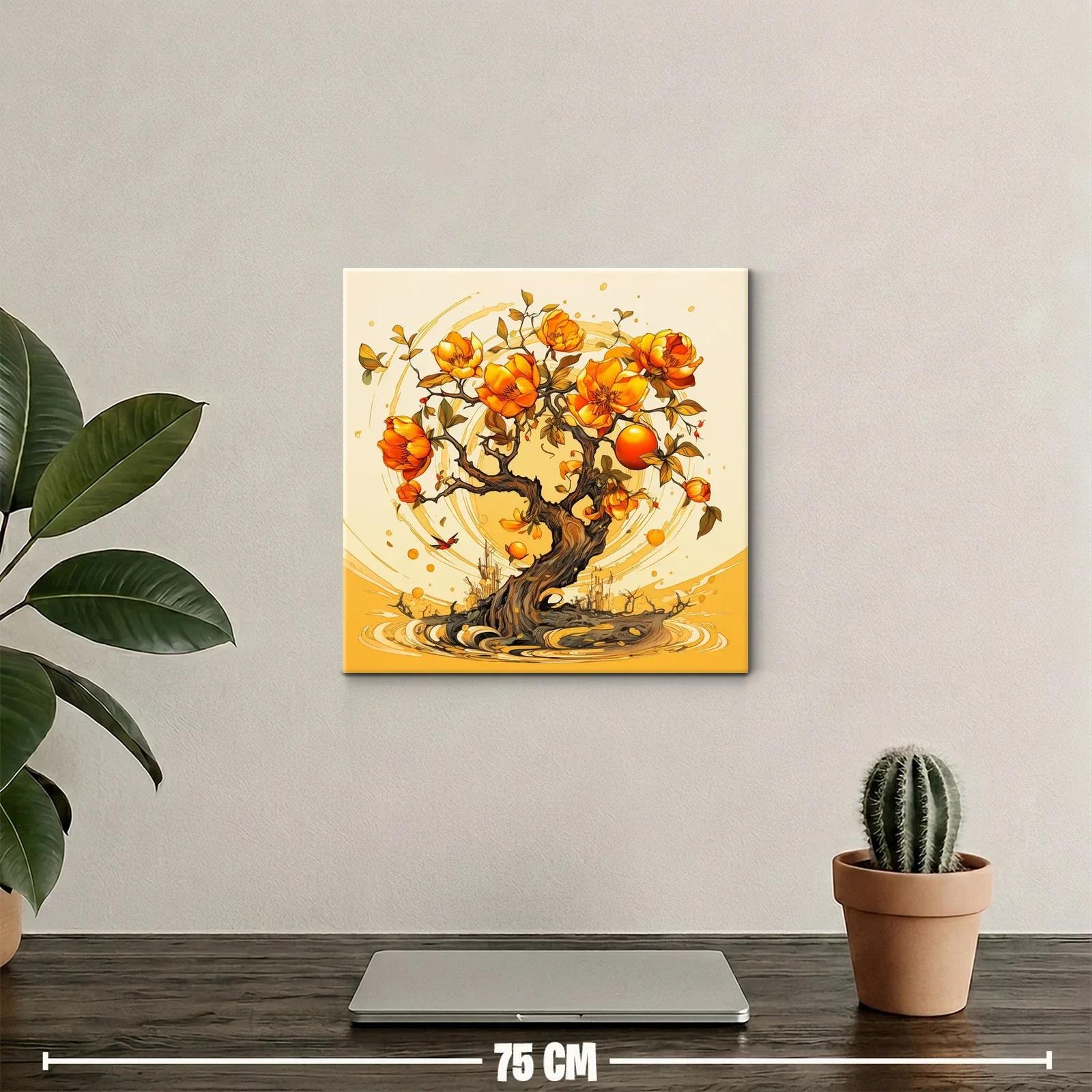 Árbol con flores y frutos en tonos cálidos y vibrantes — miniatura 2