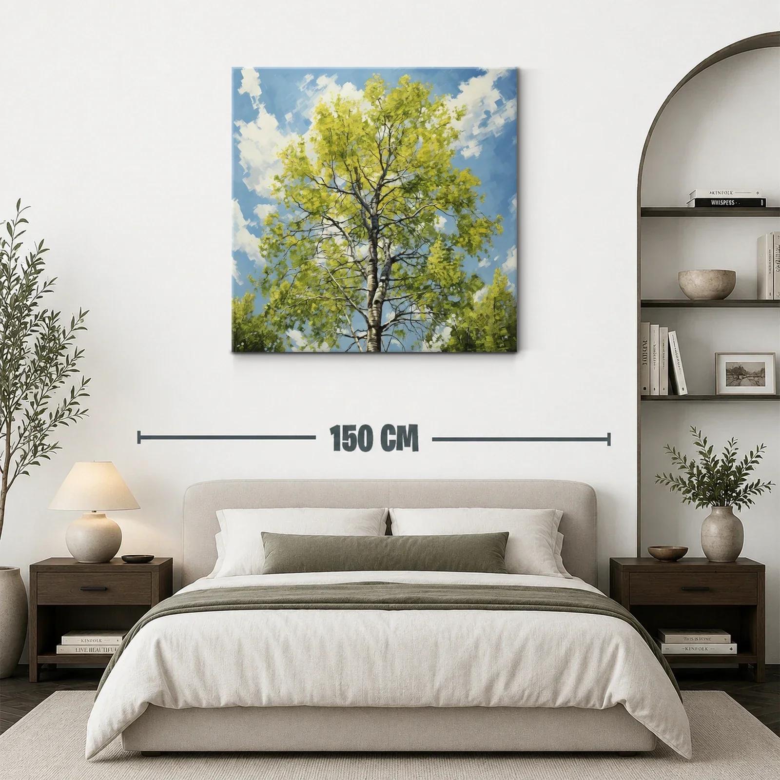 Cuadro de árbol con follaje verde bajo cielo azul claro — miniatura 3