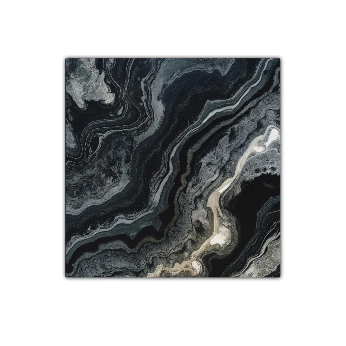Cuadro abstracto en tonos grises y negros con toques beige