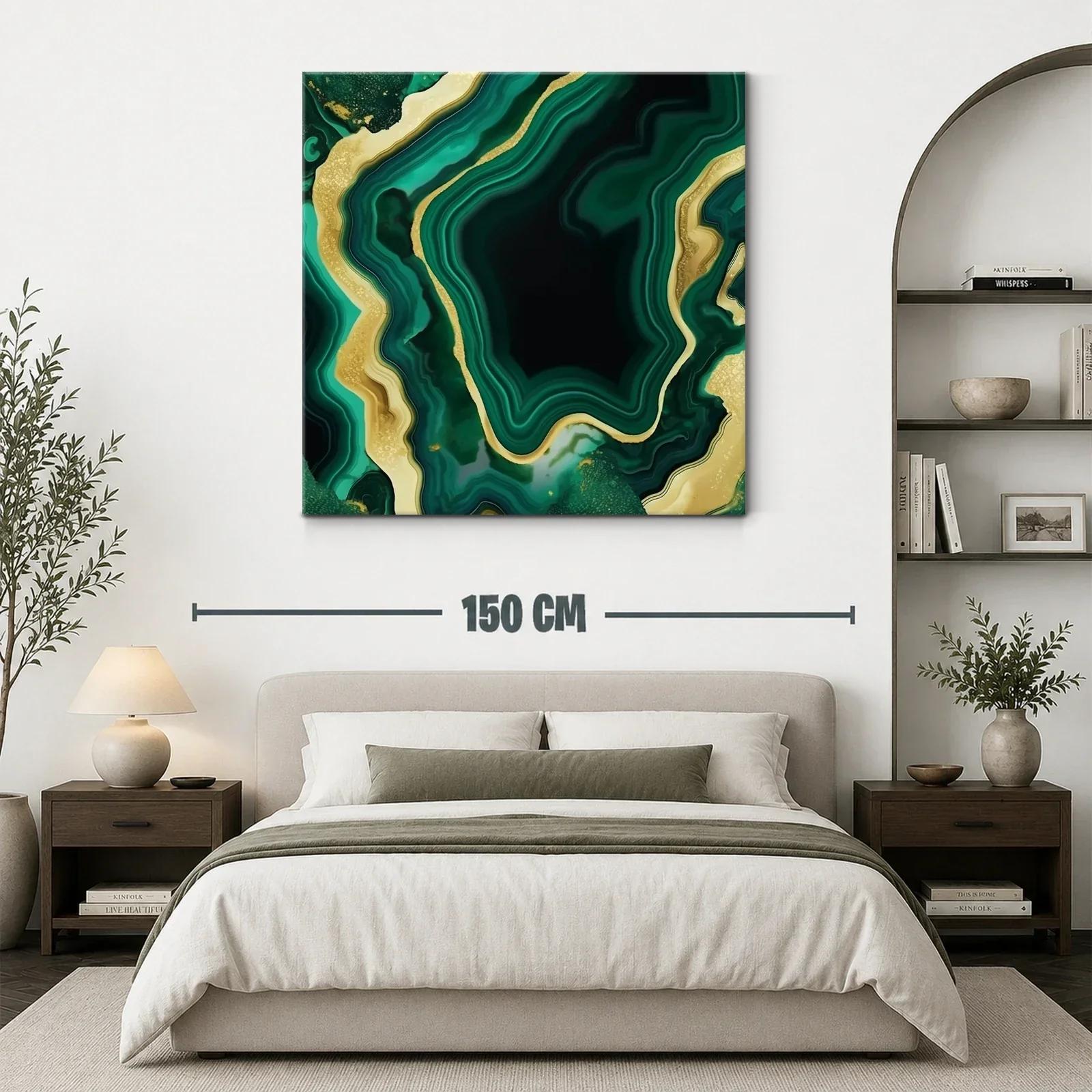 Diseño abstracto en tonos verdes con detalles dorados — miniatura 3