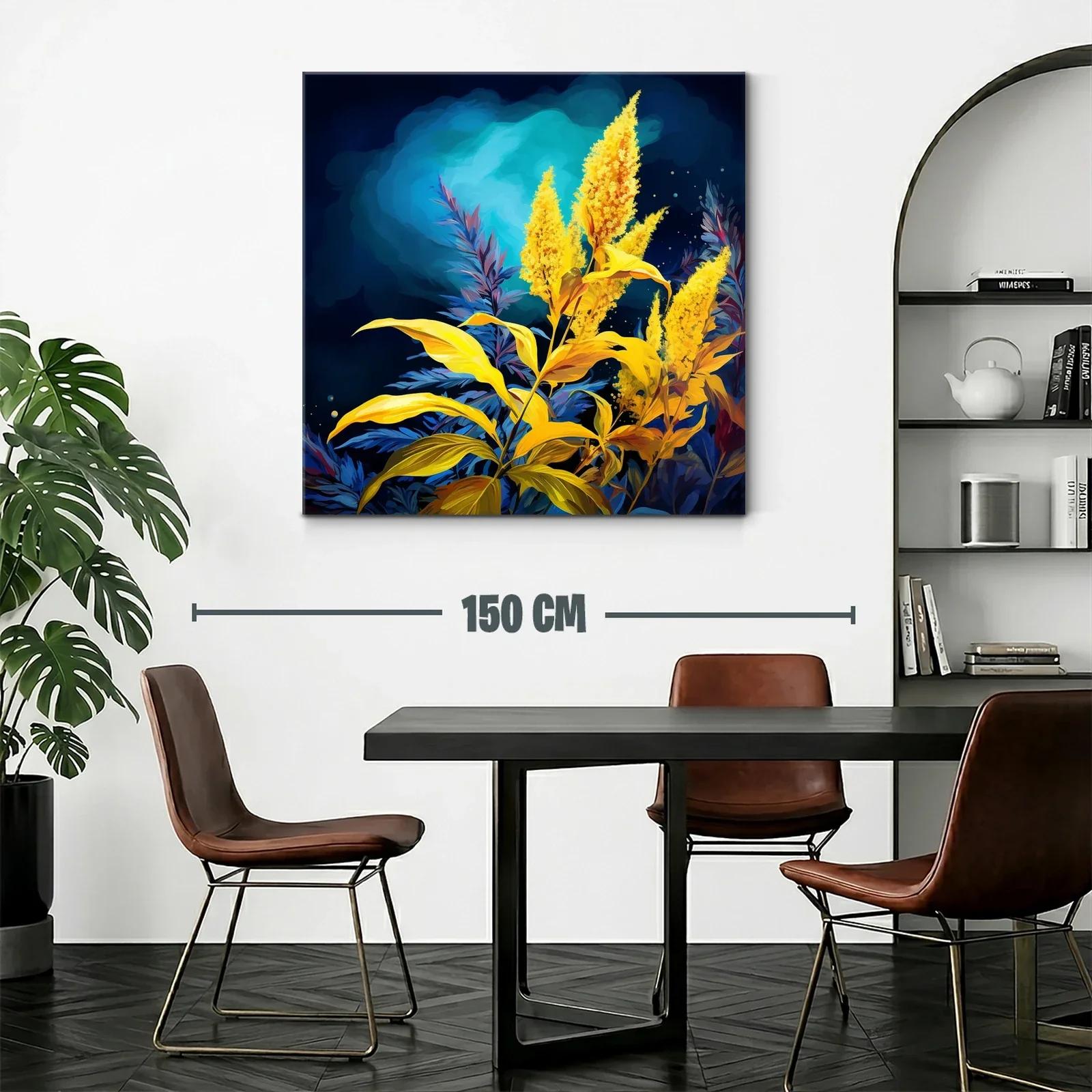 Cuadro con Flores Amarillas y Fondo Azul Intenso — miniatura 2