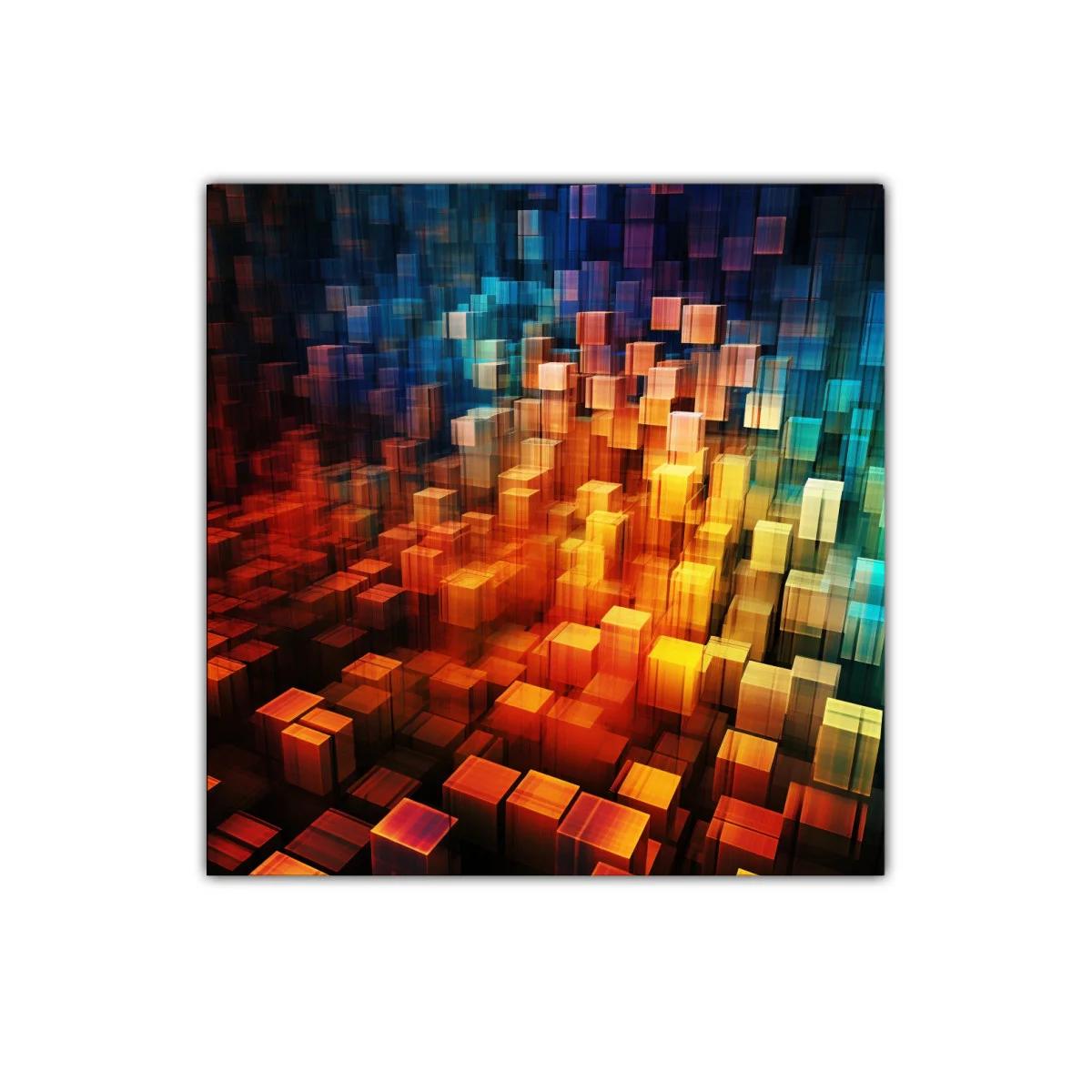 Composición abstracta de cubos en tonos cálidos y fríos — imagen principal