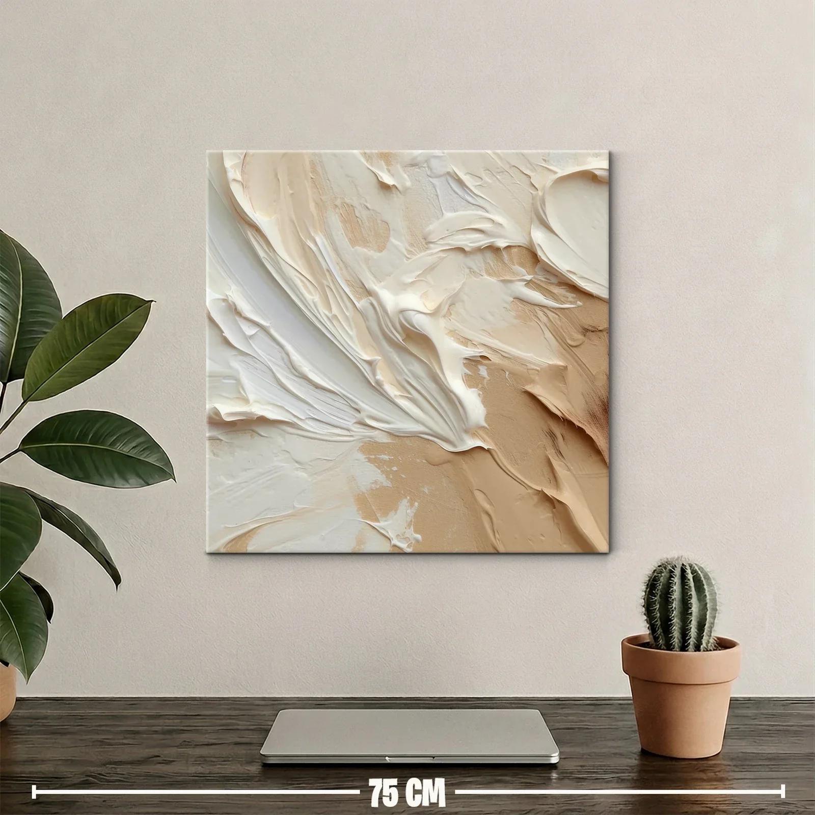 Cuadro abstracto en tonos beige y crema para ambientes cálidos — miniatura 2