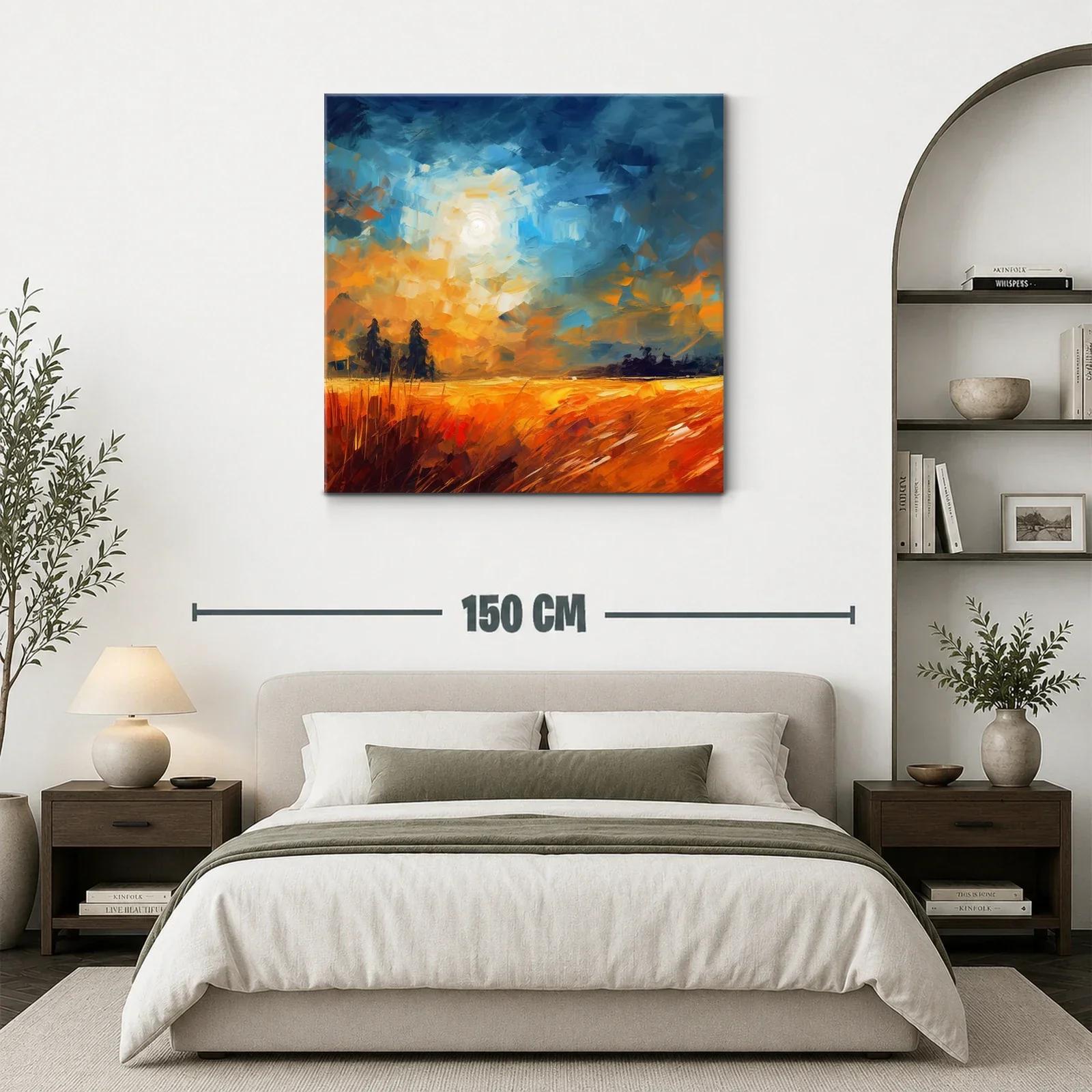 Paisaje abstracto de campo dorado al atardecer — miniatura 3