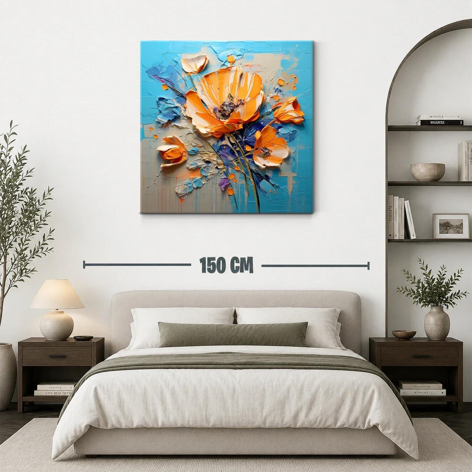 Composición floral vibrante con tonos naranjas y azules — miniatura 3