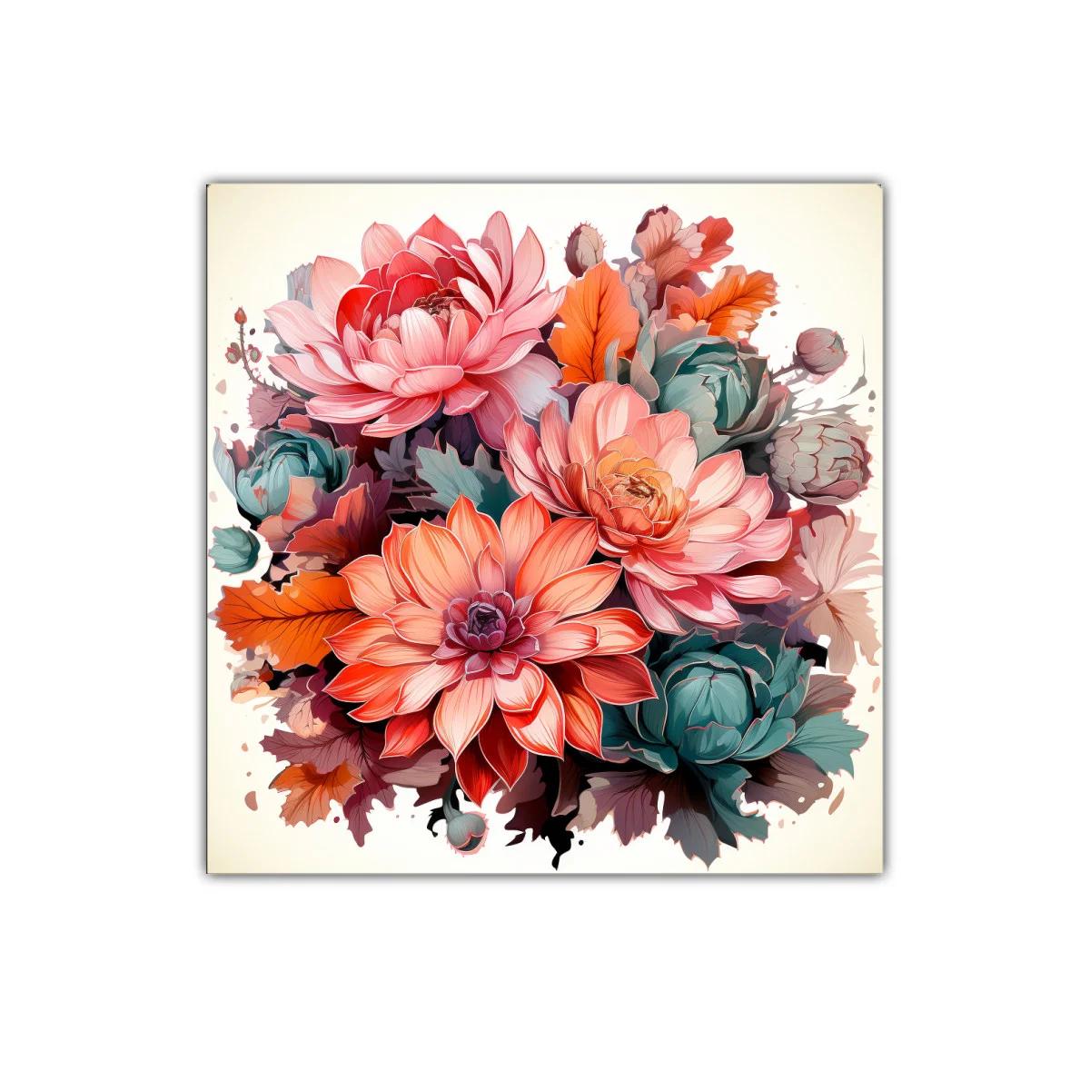 Cuadro decorativo ramo floral en tonos cálidos y suaves — imagen principal