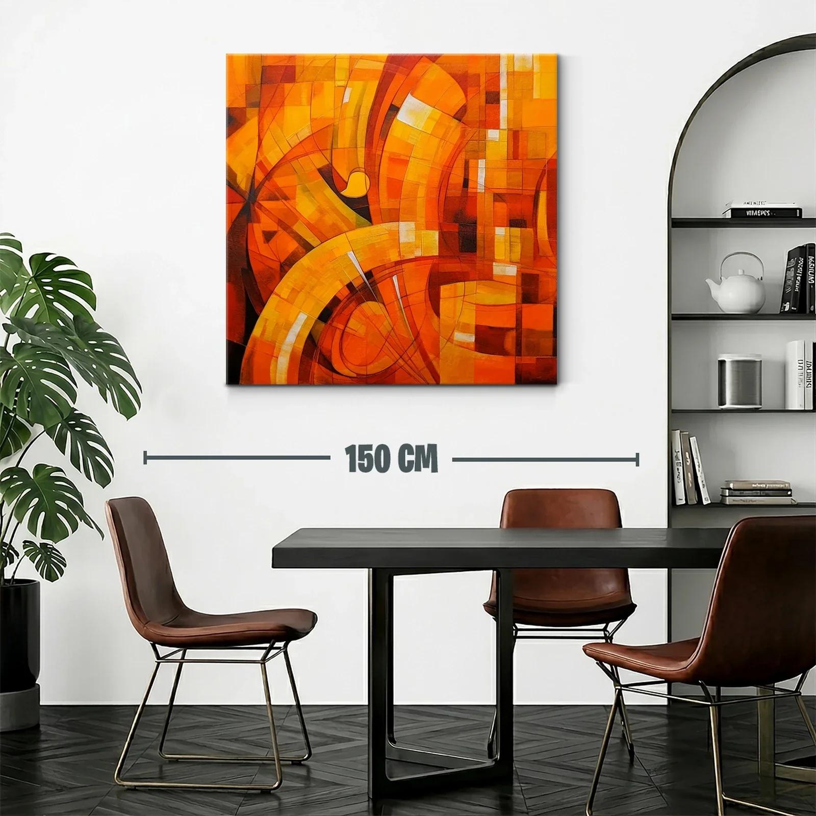 Cuadro abstracto en tonos cálidos naranja y amarillo — miniatura 2