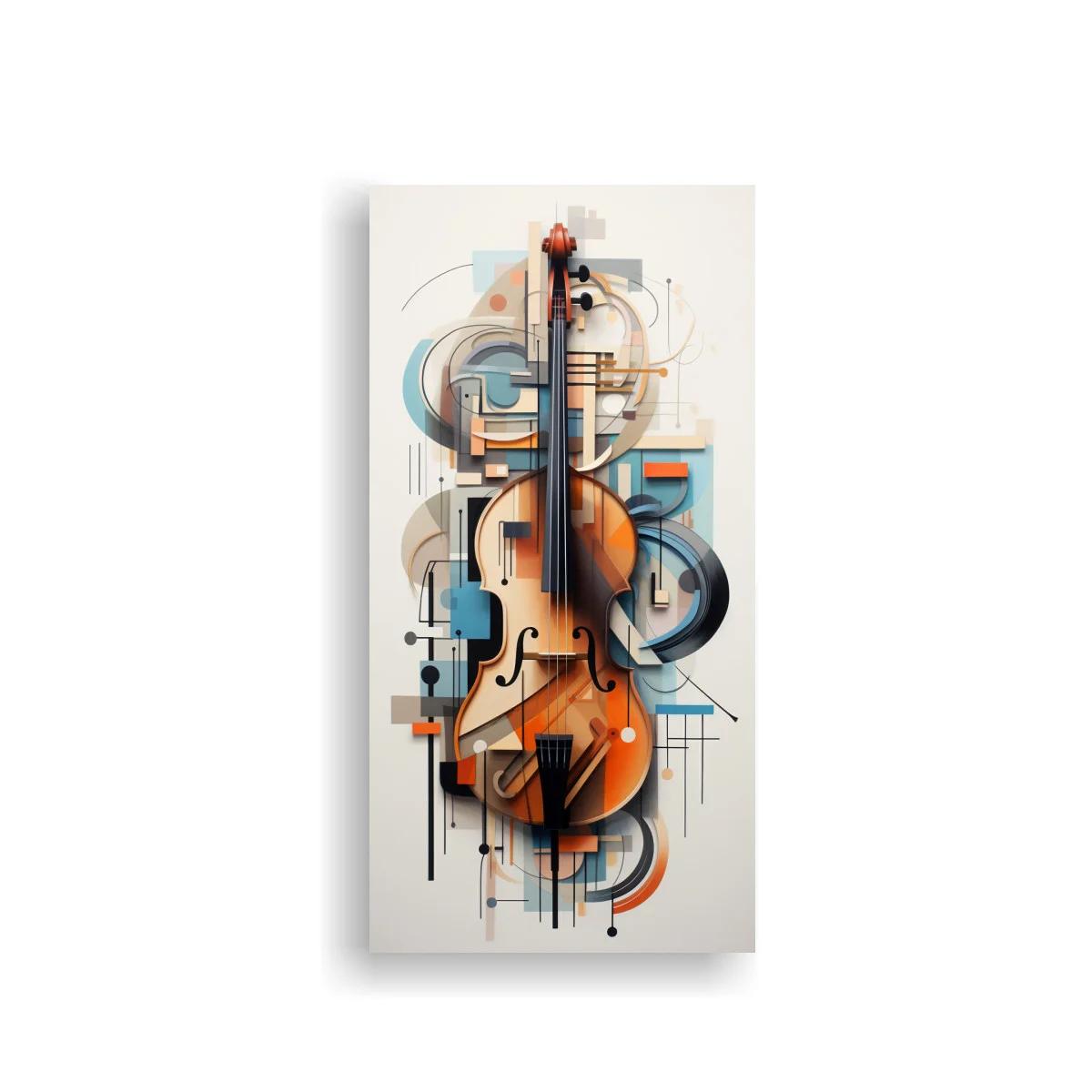 Cuadro violín con formas geométricas
