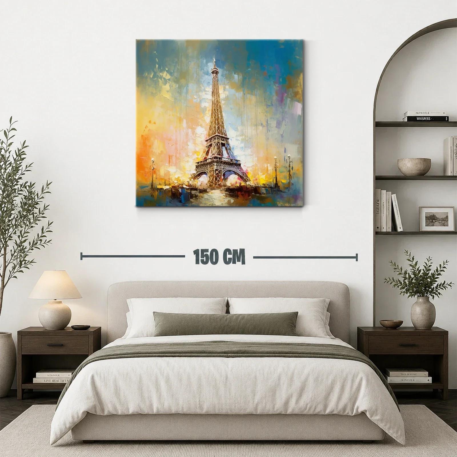 Cuadro Torre Eiffel con tonos cálidos y cielo azul brillante — miniatura 3