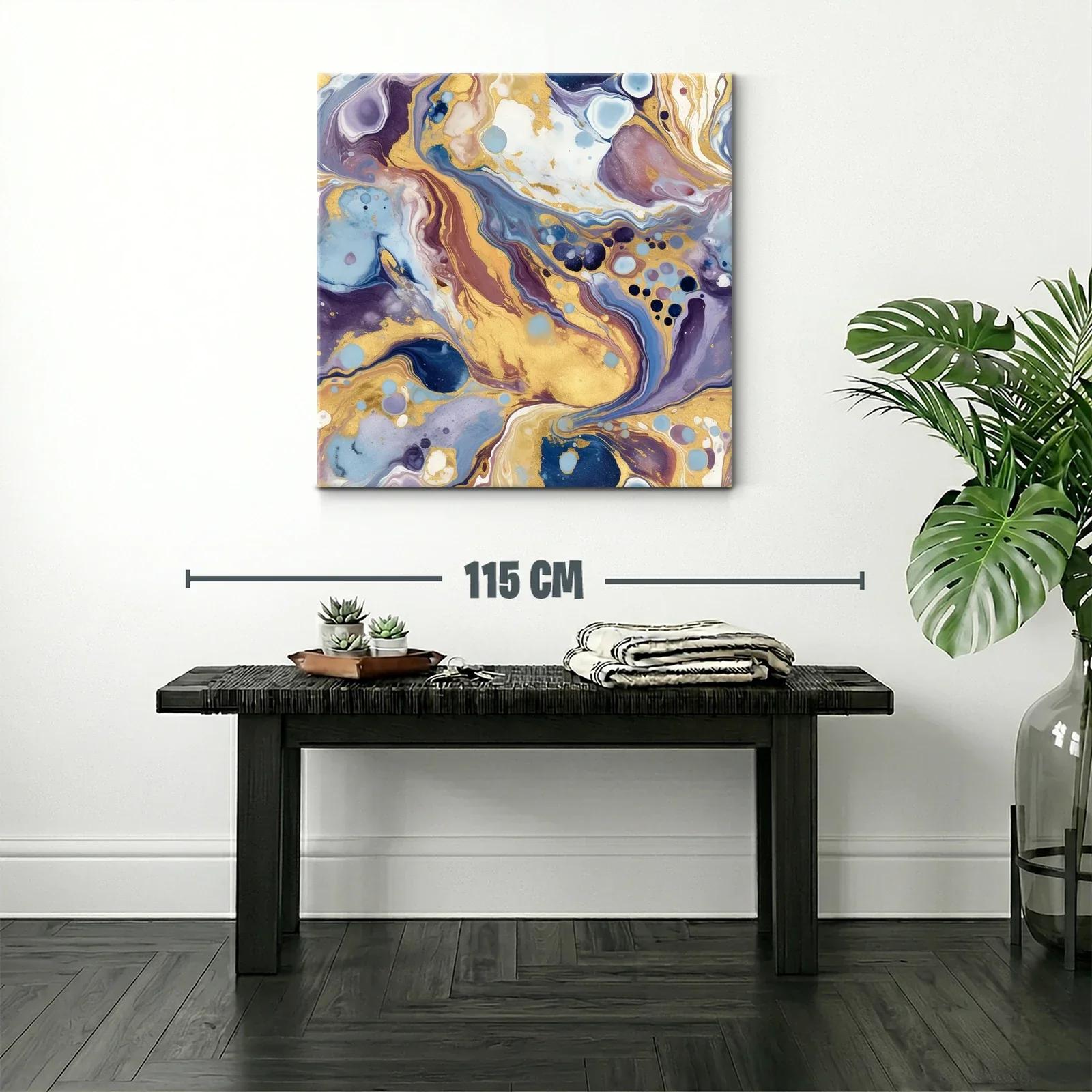Cuadro abstracto con destellos dorados y tonos suaves — miniatura 2