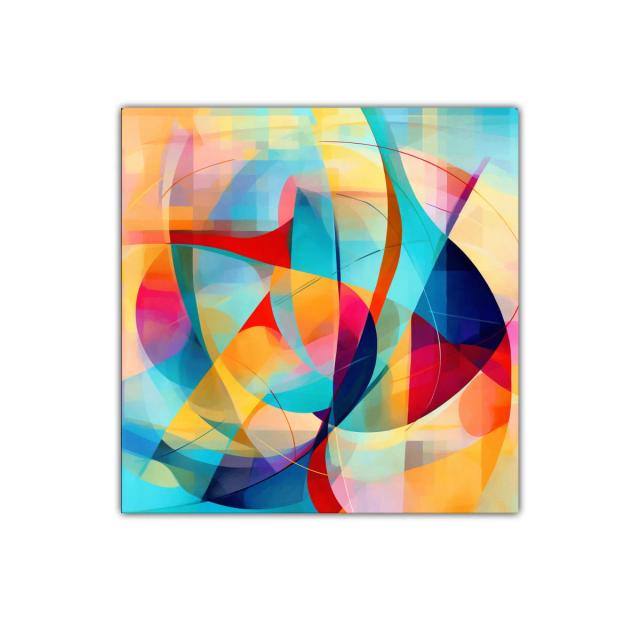 Cuadro abstracto con vibrantes formas y colores dinámicos