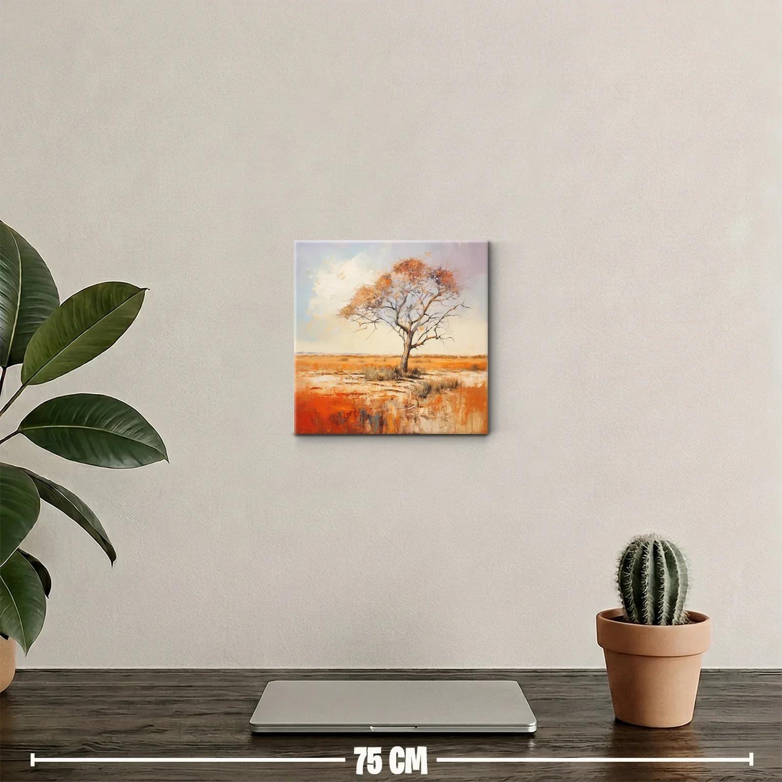 Árbol solitario en paisaje otoñal cálido — miniatura 2