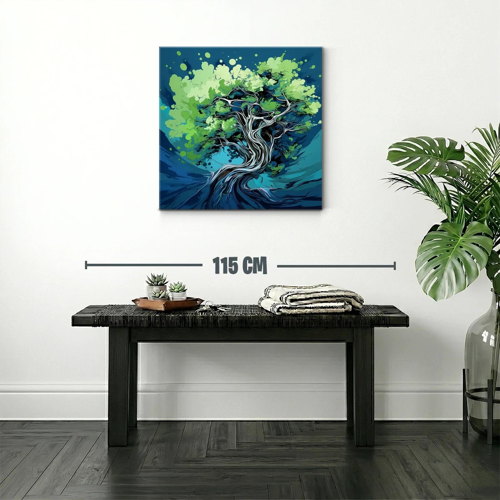 Árbol abstracto con ramas entrelazadas y hojas verdes — miniatura 2