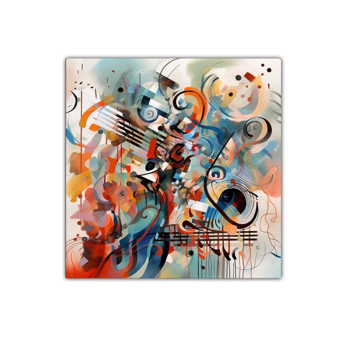 Composición abstracta con notas musicales vibrantes