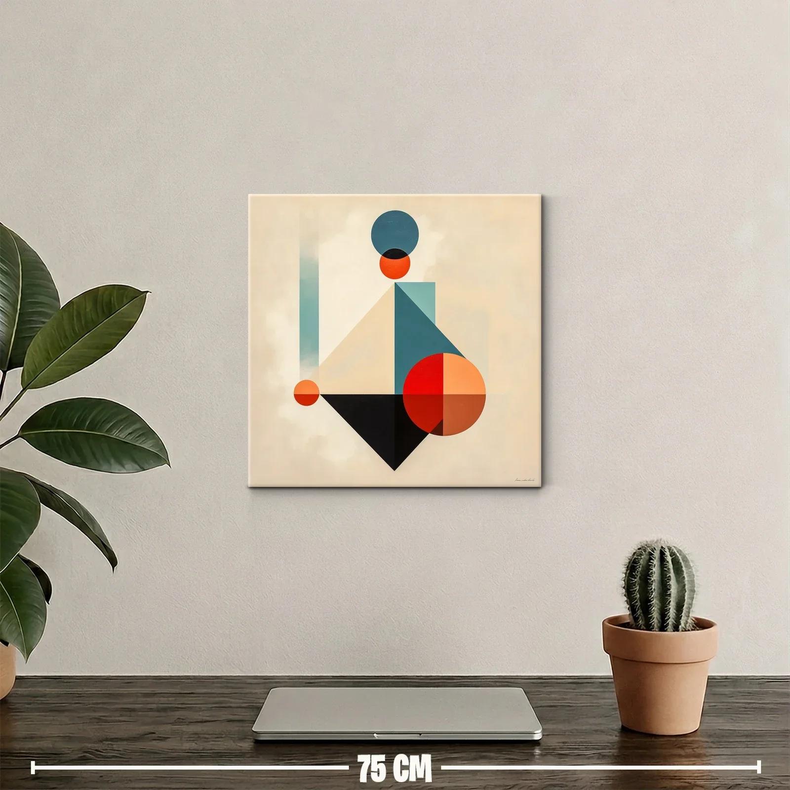 Composición geométrica con círculos y triángulos en tonos cálidos — miniatura 2