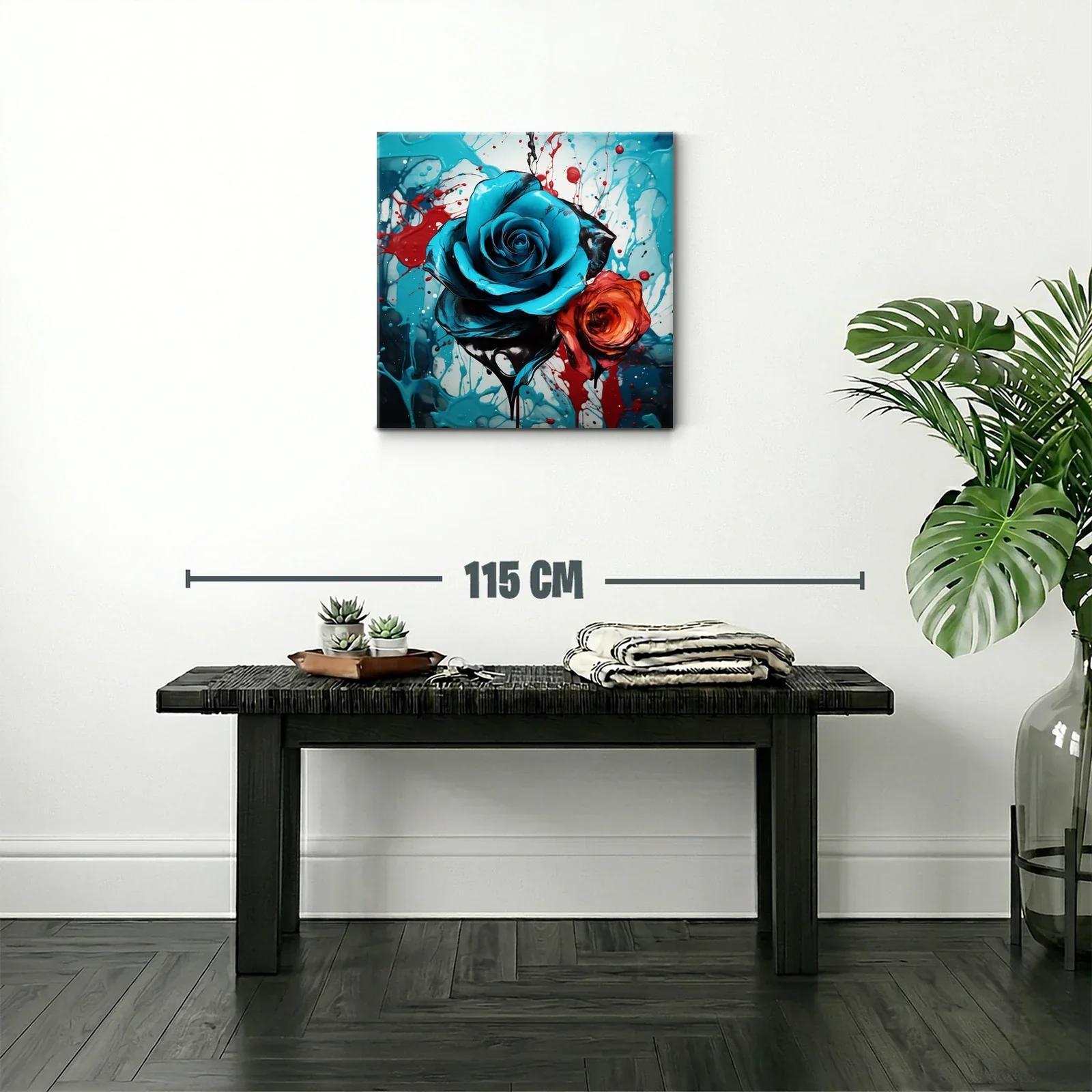 Rosas vibrantes en contraste de azul y rojo — miniatura 2