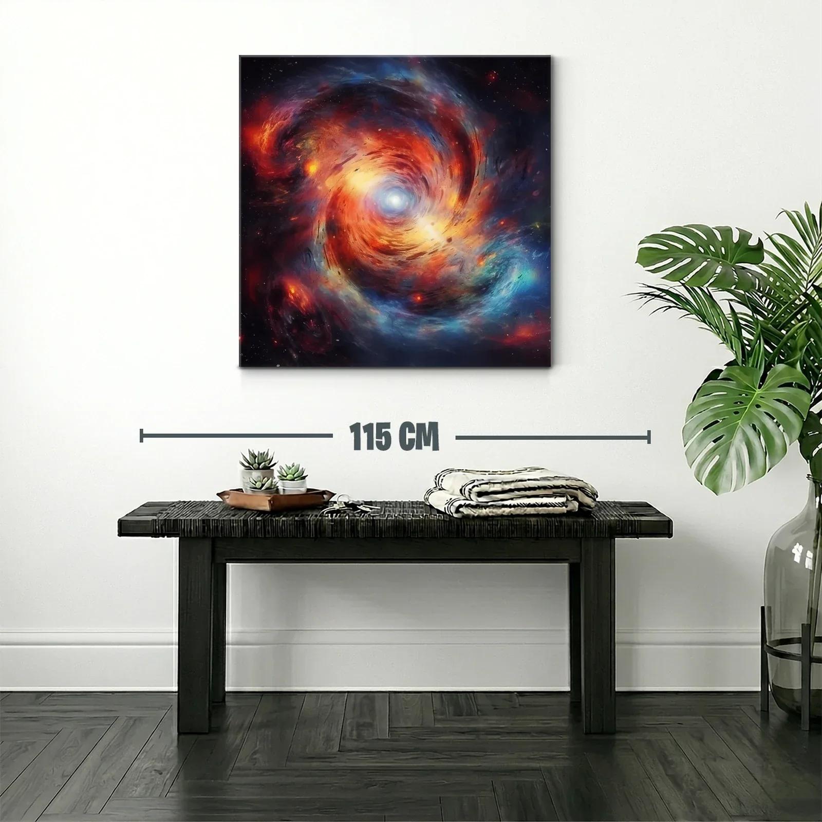 Cuadro abstracto de galaxia en vibrantes tonos cálidos y fríos — miniatura 2