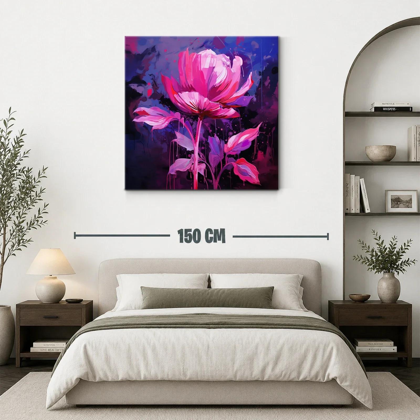 Flor vibrante en tonos rosa sobre fondo azul oscuro — miniatura 3