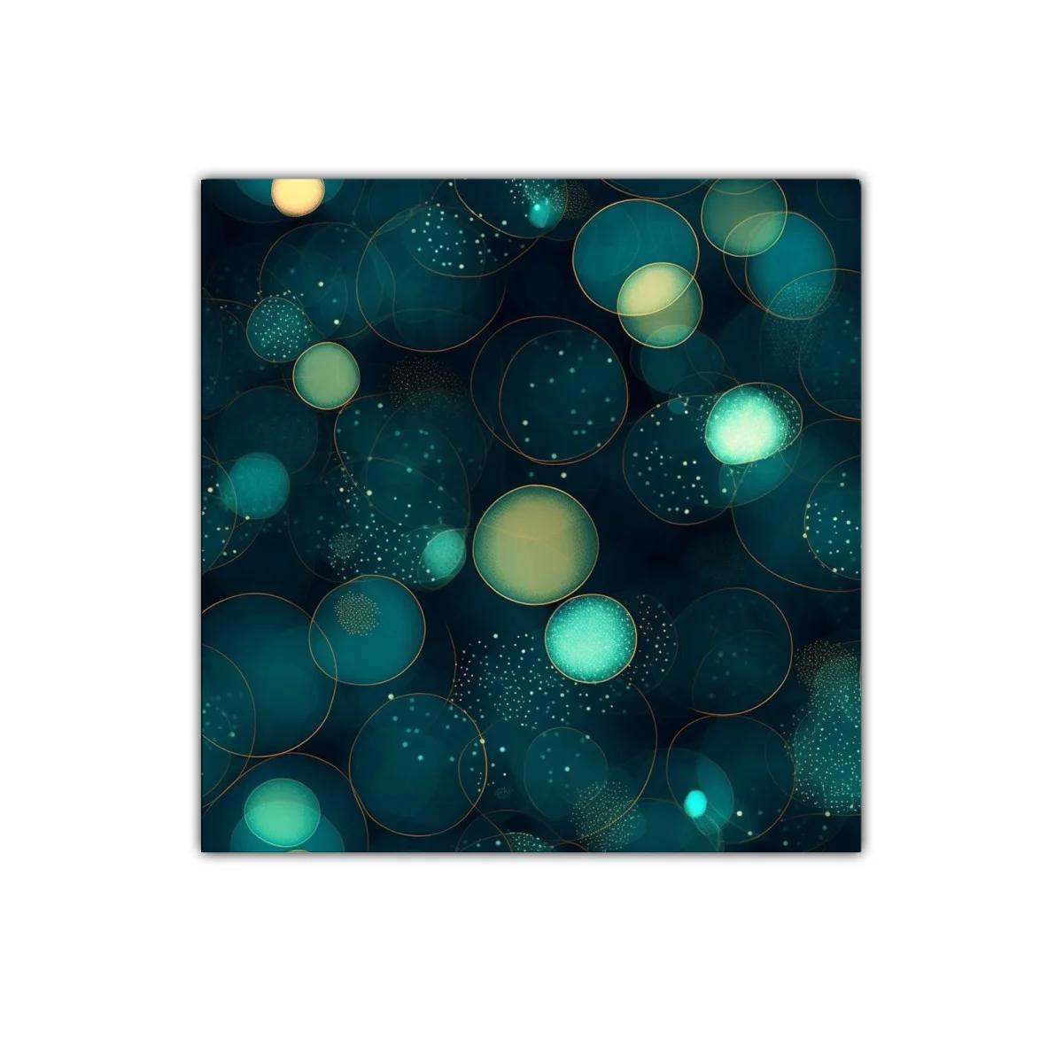 Composición abstracta de círculos brillantes en tonos azul y verde