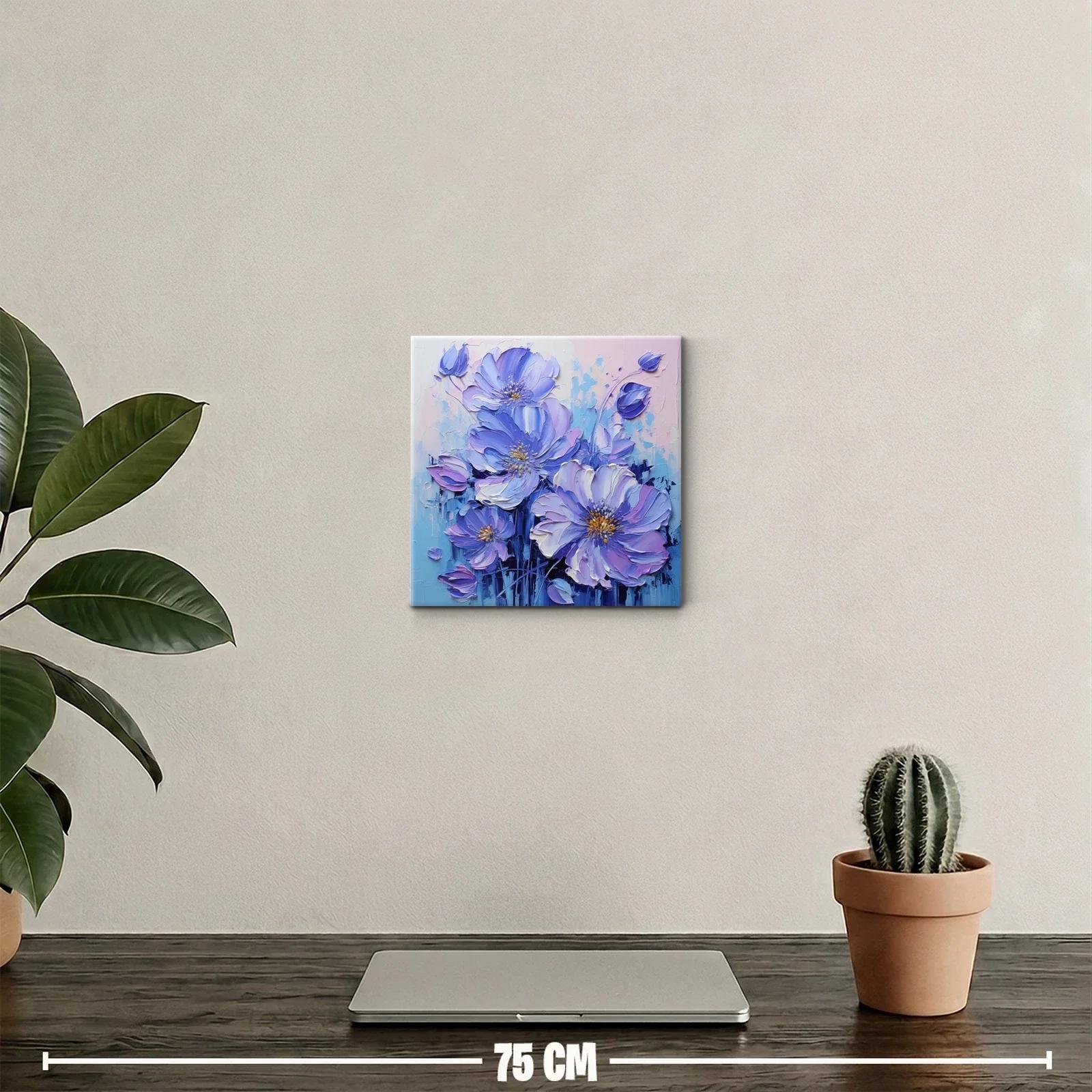 Cuadro decorativo con delicadas flores en tonos lilas y azules — miniatura 2