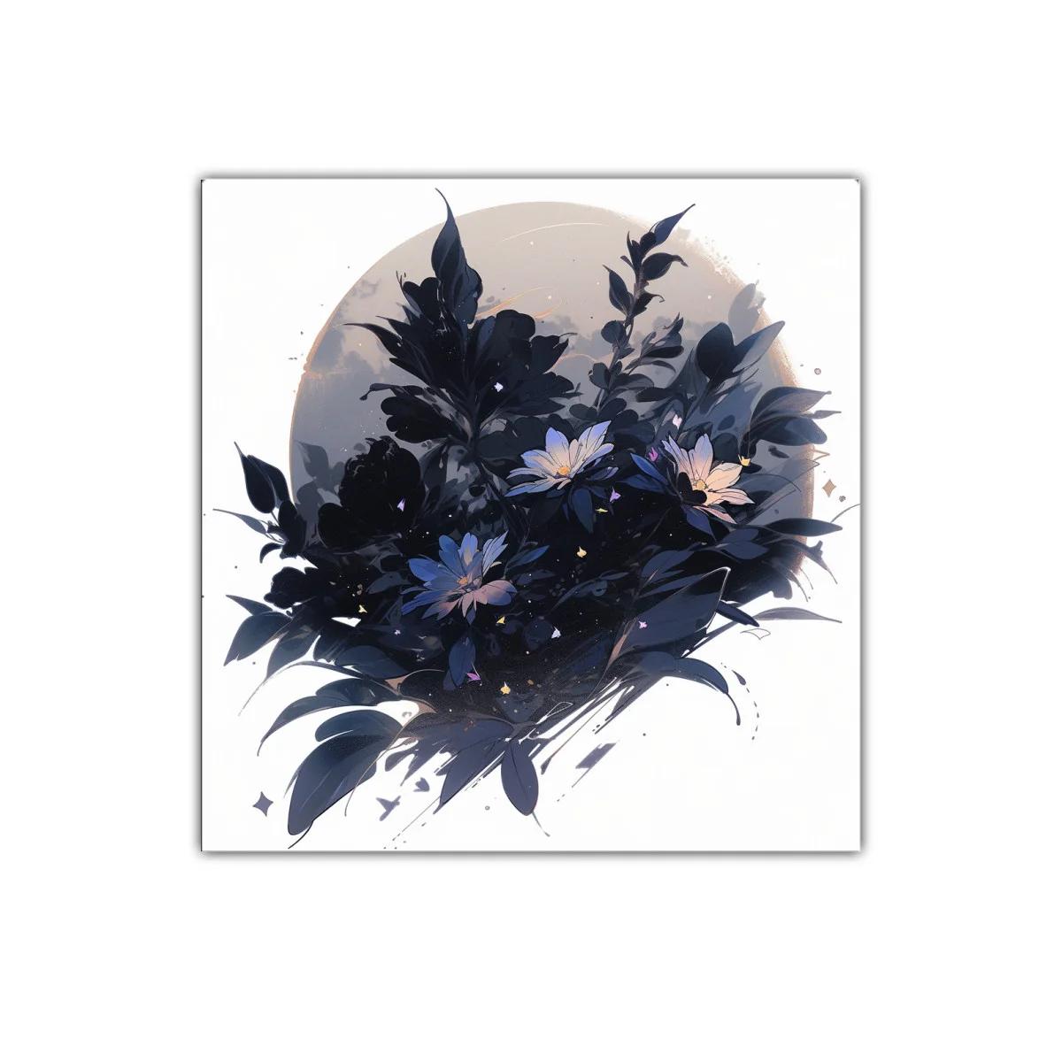 Ramo nocturno con flores en tonos azul y gris