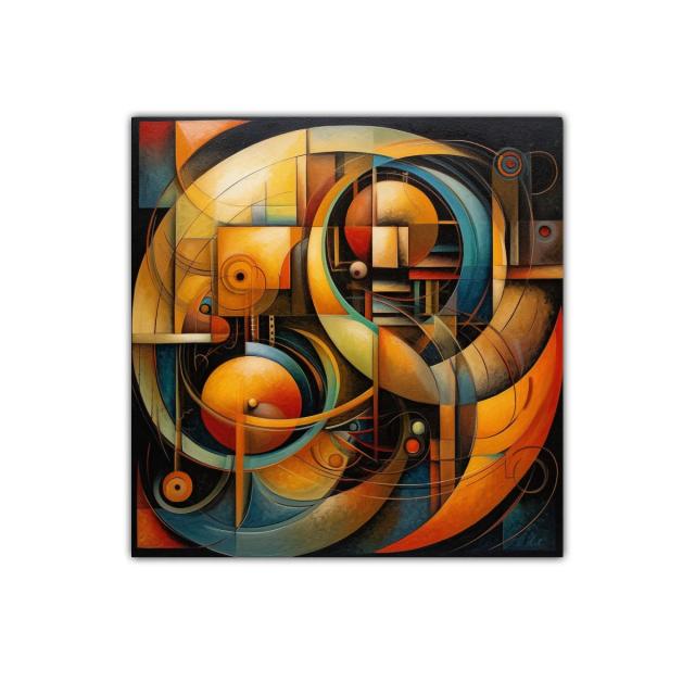 Composición abstracta en tonos cálidos y contrastes vibrantes