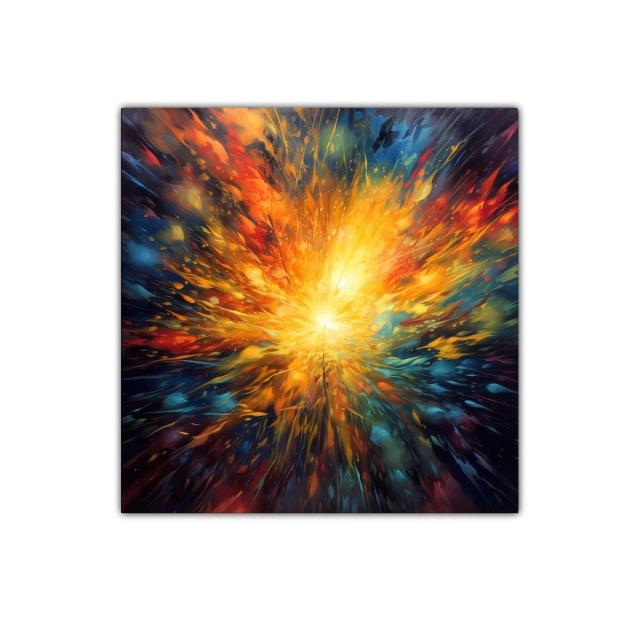 Cuadro abstracto con explosión de colores vibrantes