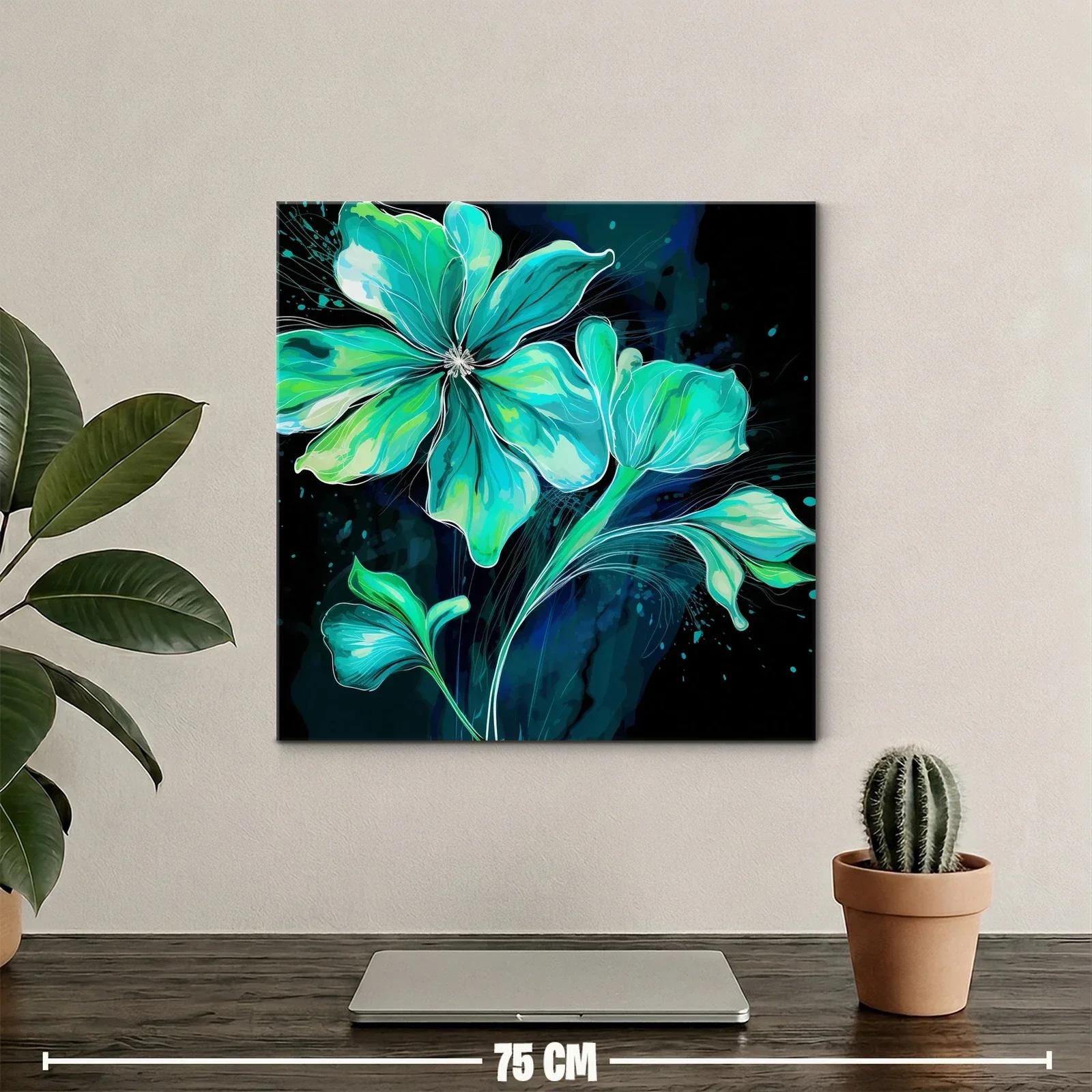 Flor azul vibrante con detalles en verdes y negros — miniatura 2