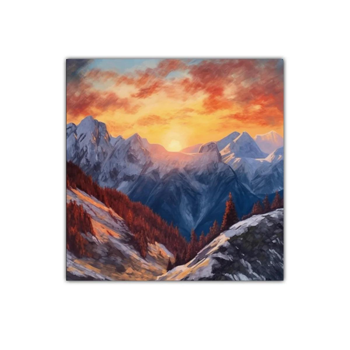Atardecer en Montañas con Colores Cálidos y Fríos — miniatura 1