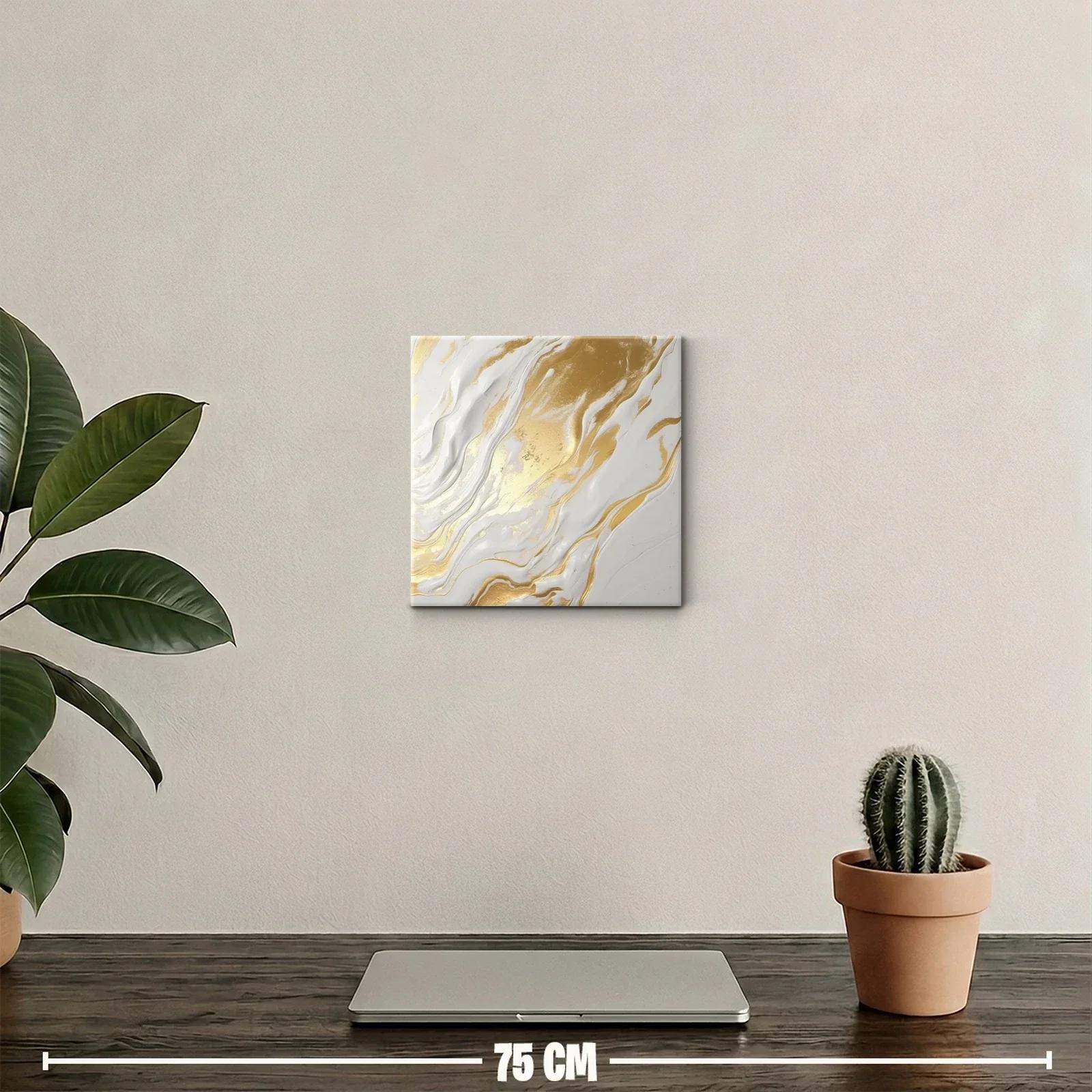 Cuadro abstracto en tonos dorados y blancos elegantes — miniatura 2