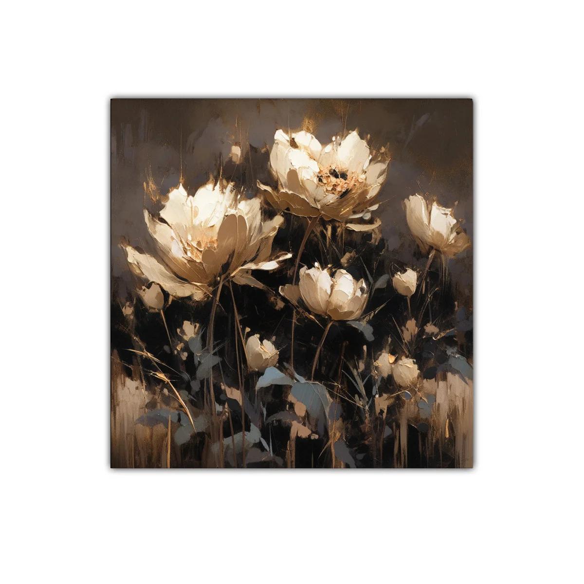 Flores doradas sobre fondo oscuro con delicados detalles — imagen principal