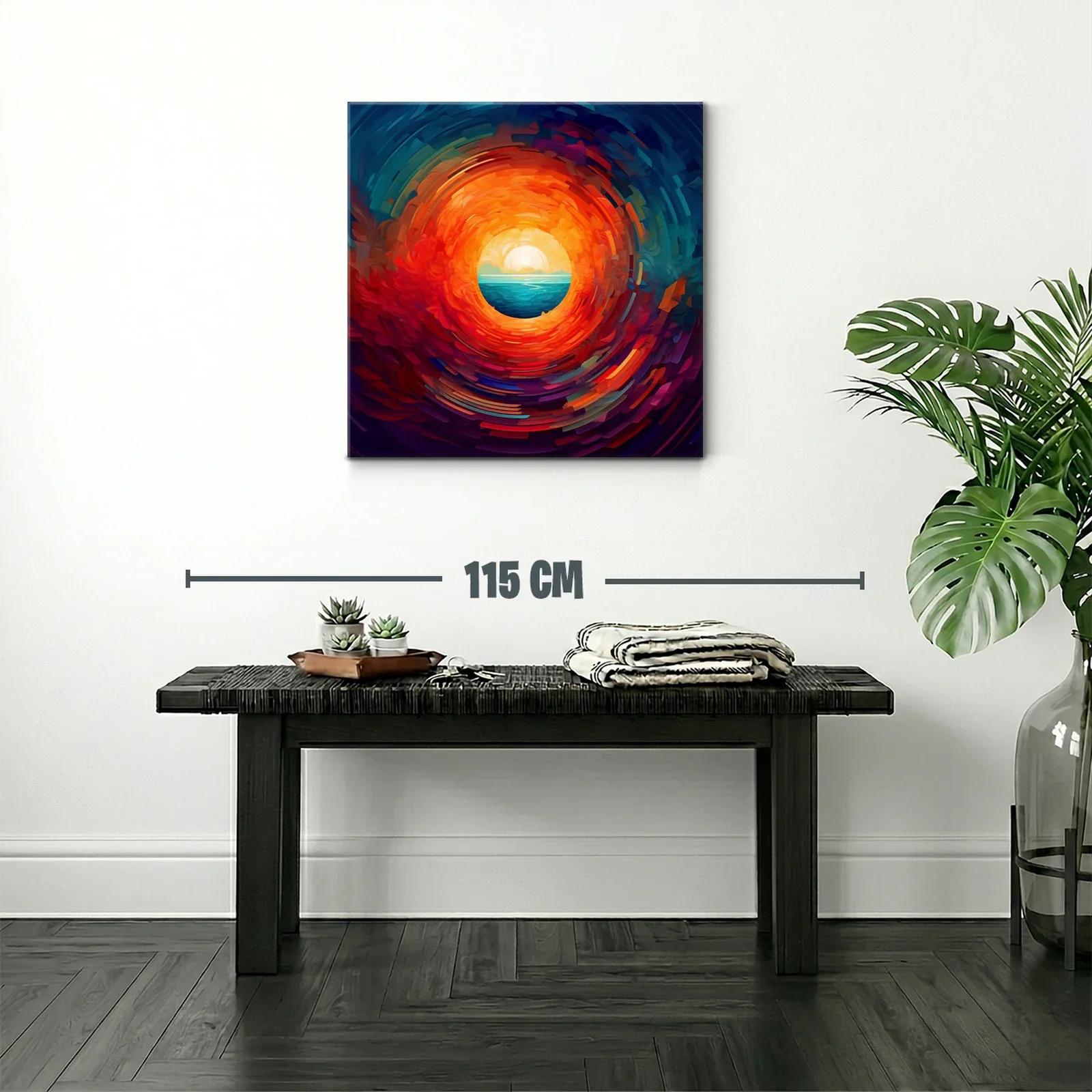 Círculo de fuego con horizonte y mar en tonos vibrantes — miniatura 2