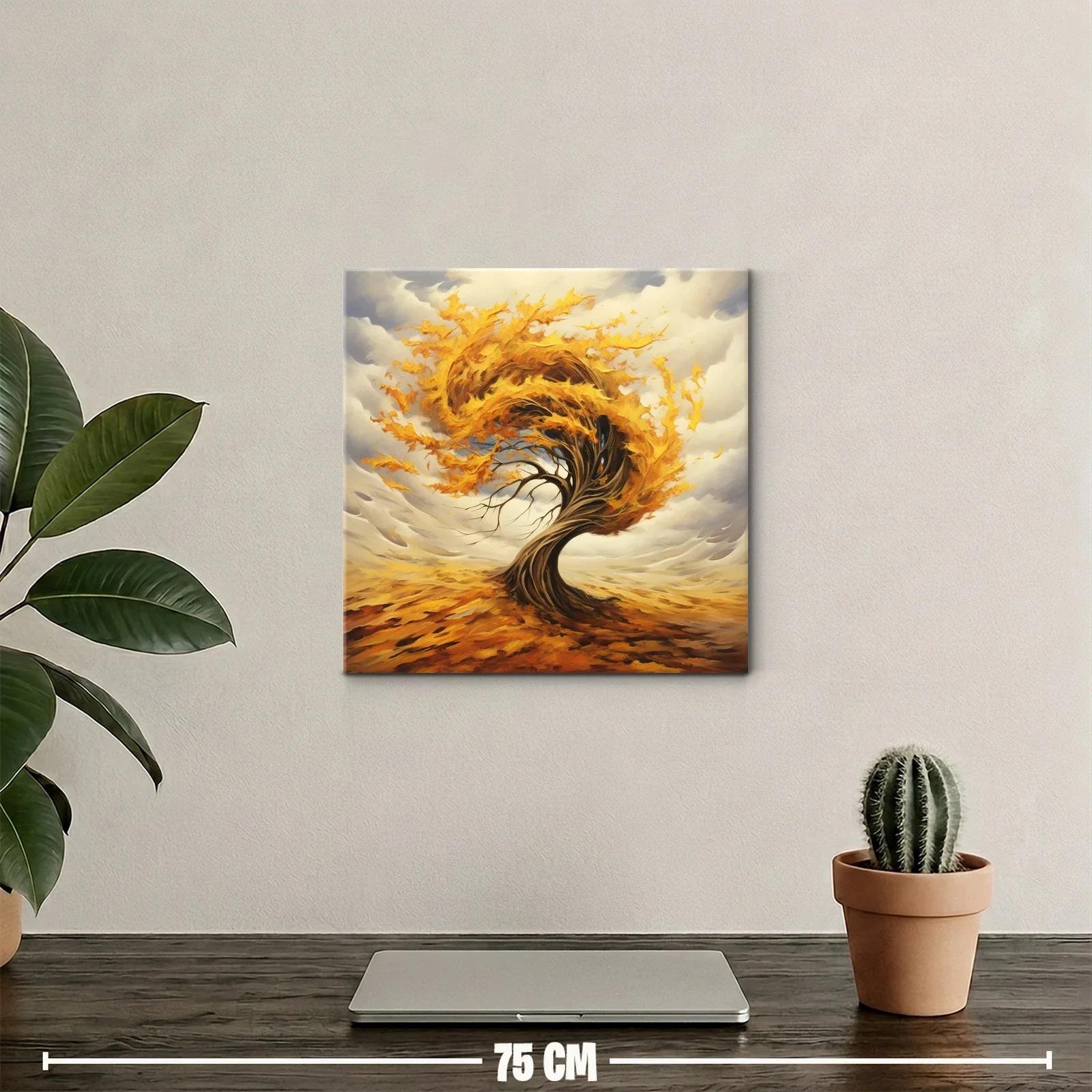 Árbol de otoño en movimiento con hojas doradas — miniatura 2