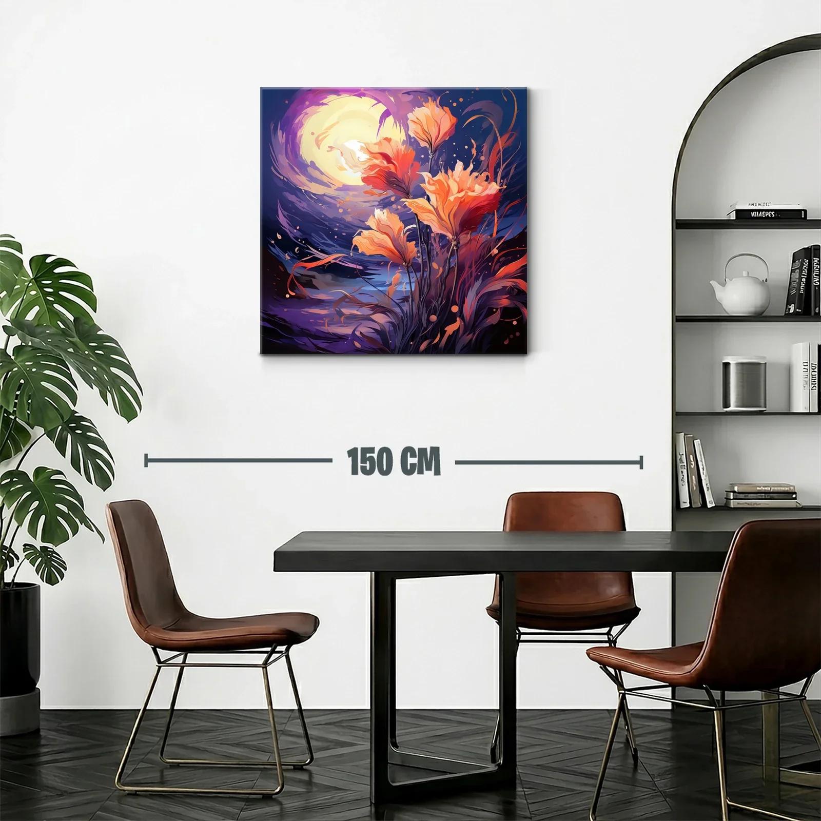 Flores vibrantes bajo un cielo nocturno iluminado — miniatura 2