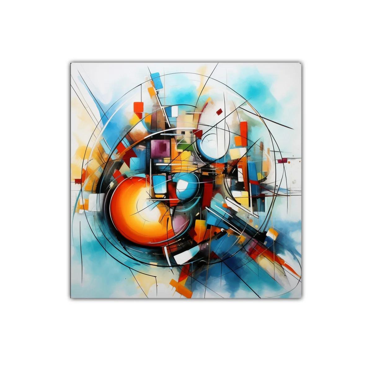 Composición abstracta con formas geométricas y colores vibrantes