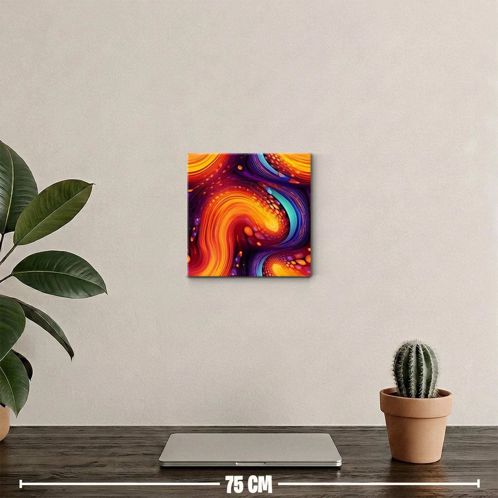 Cuadro abstracto con vibrantes remolinos en tonos cálidos — miniatura 2