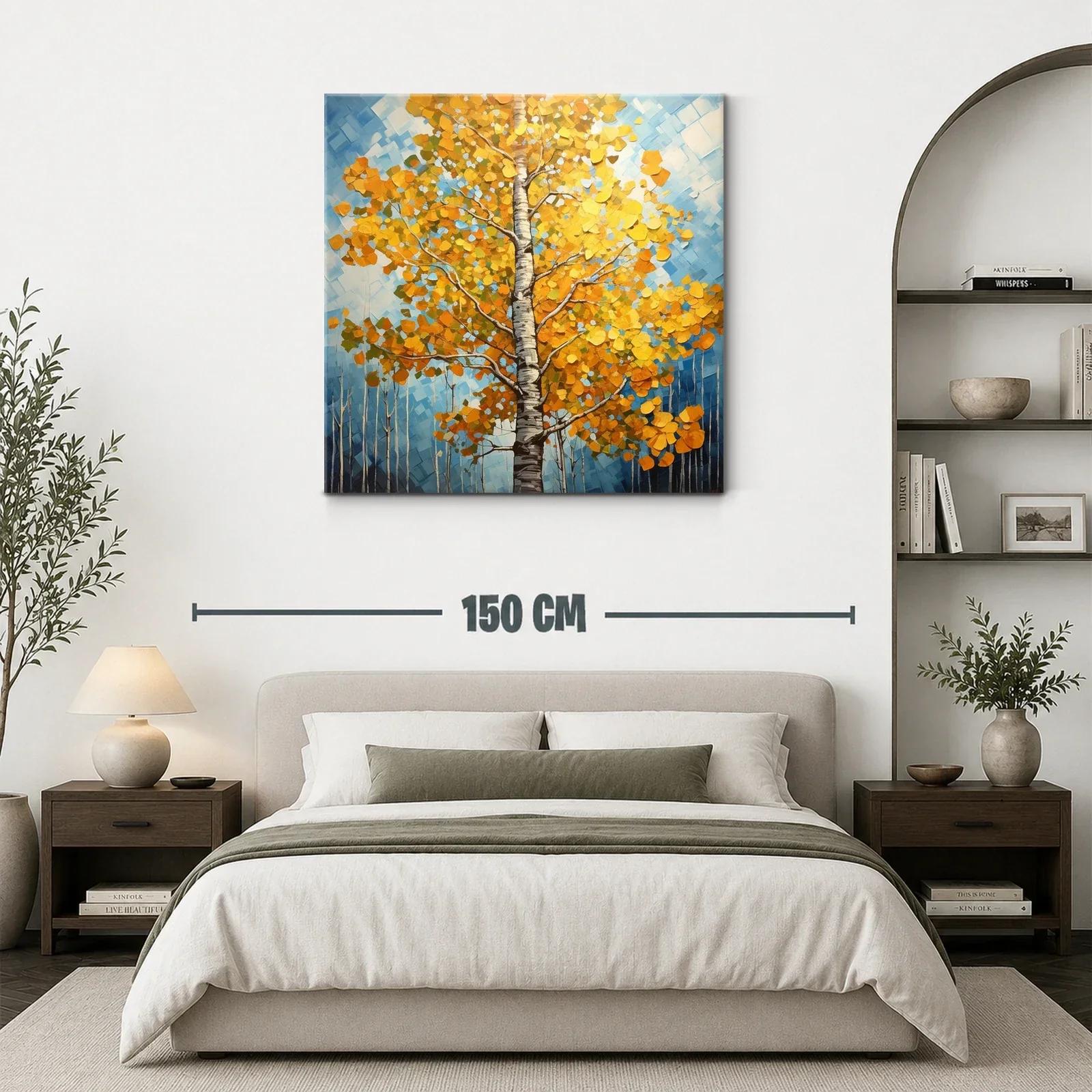 Árbol otoñal con vibrantes hojas doradas y cielo azul — miniatura 3