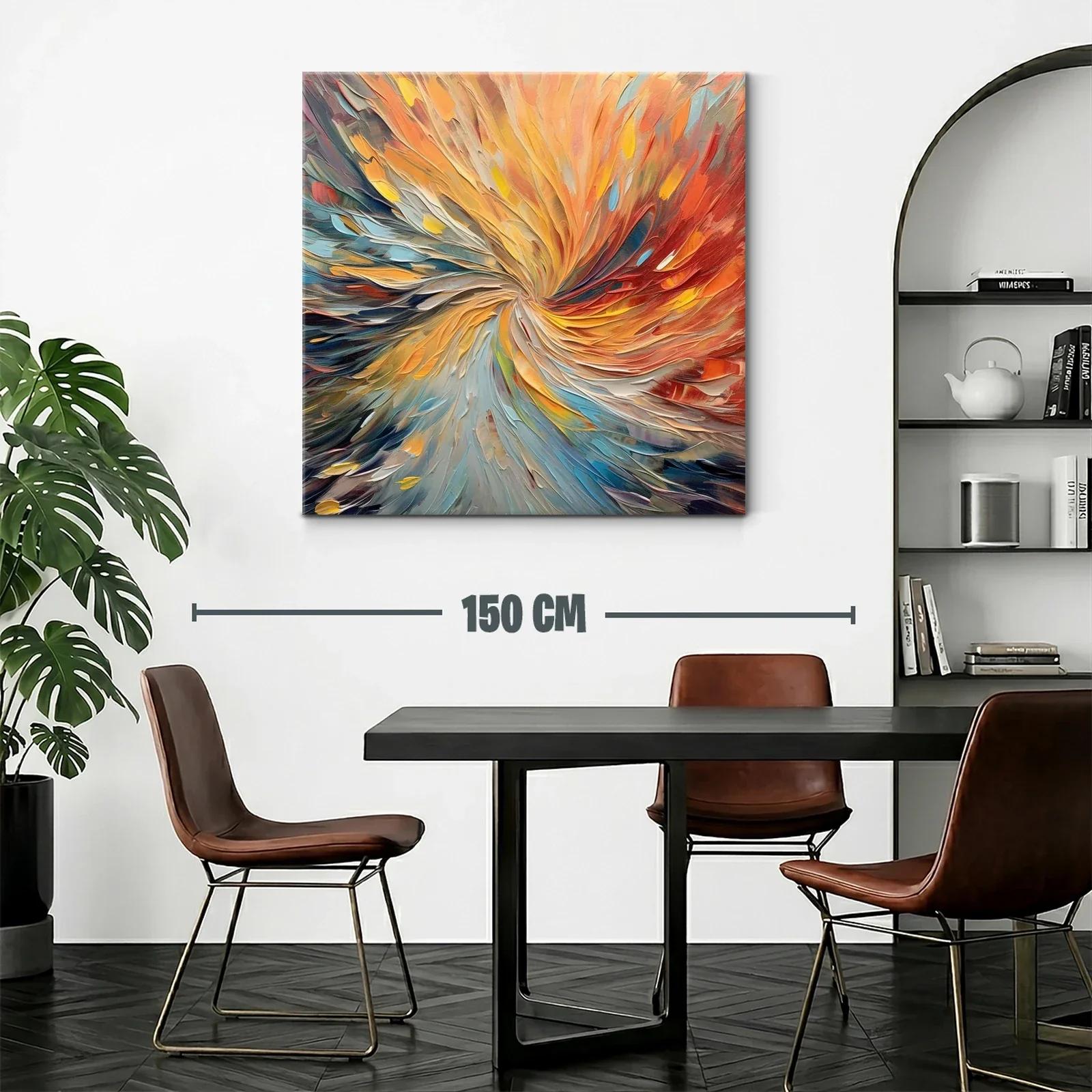 Cuadro abstracto en espiral con tonos cálidos y fríos — miniatura 2