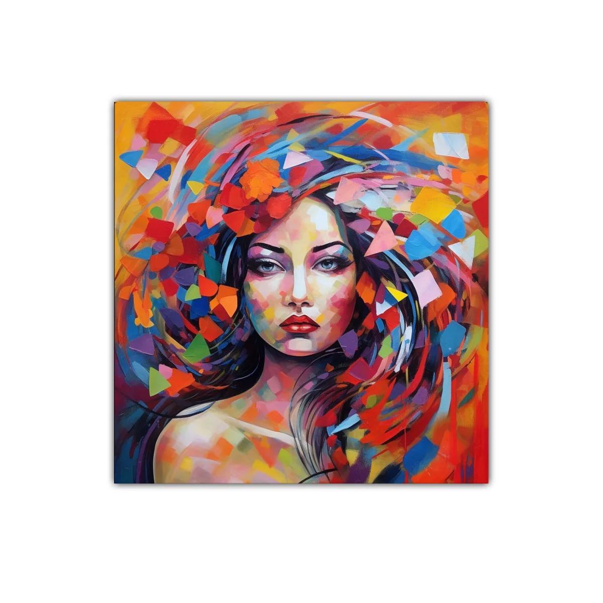 Retrato femenino vibrante con explosión de colores intensos — imagen principal