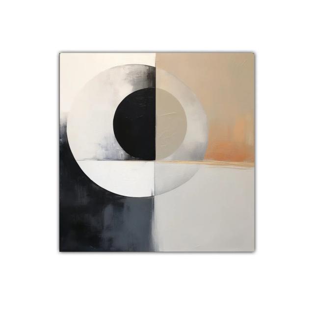 Cuadro Abstracto con Círculos y Tonos Neutros